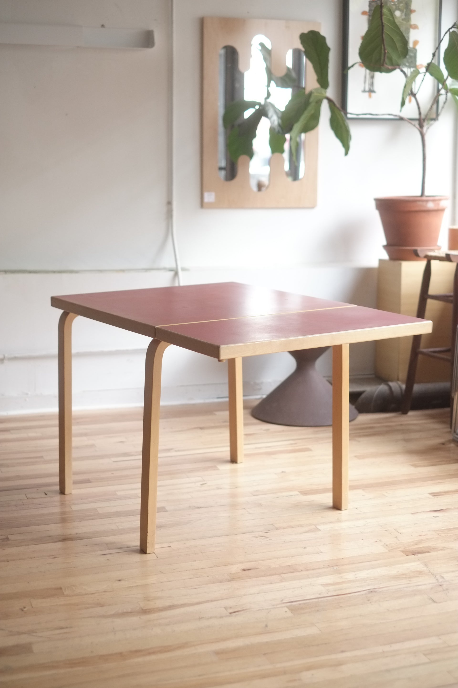 Alvar Aalto Foldable Table in Red Linoleum for Artek c.1950s