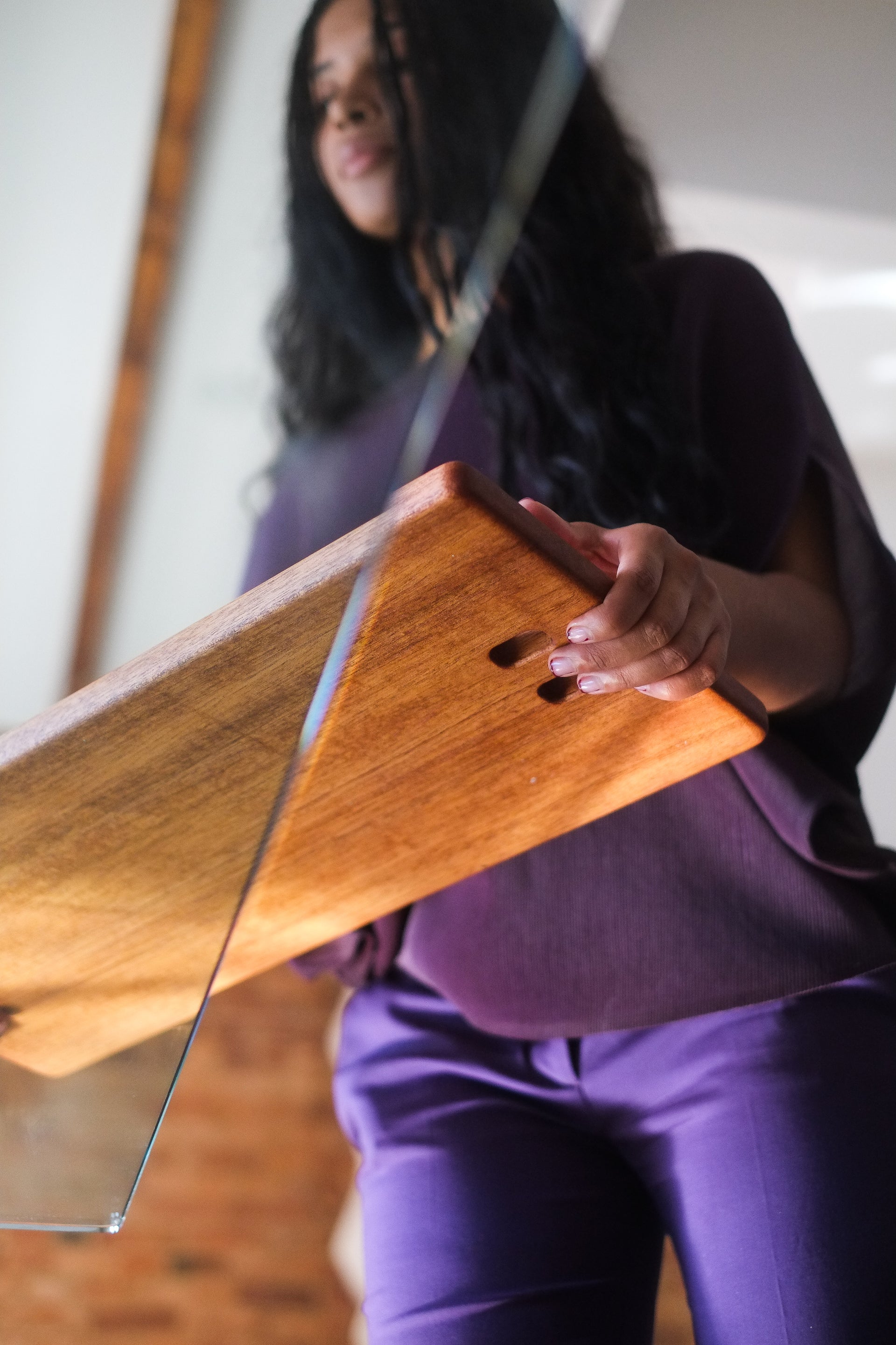 Sapele Serving Board with Aluminum Wall Hook