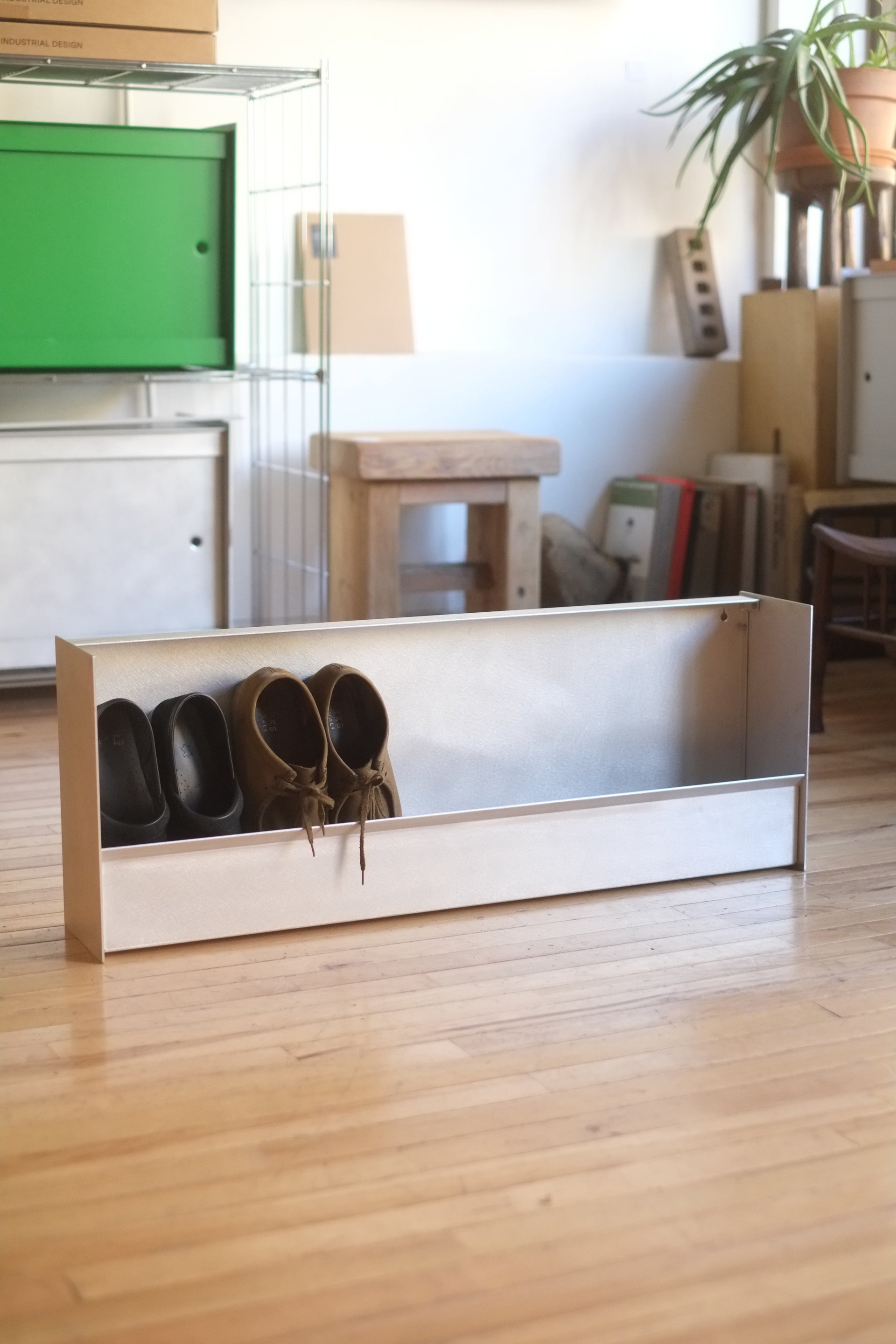 UTIL x Jak Shoe Rack in Brushed Aluminum (Floor Model)