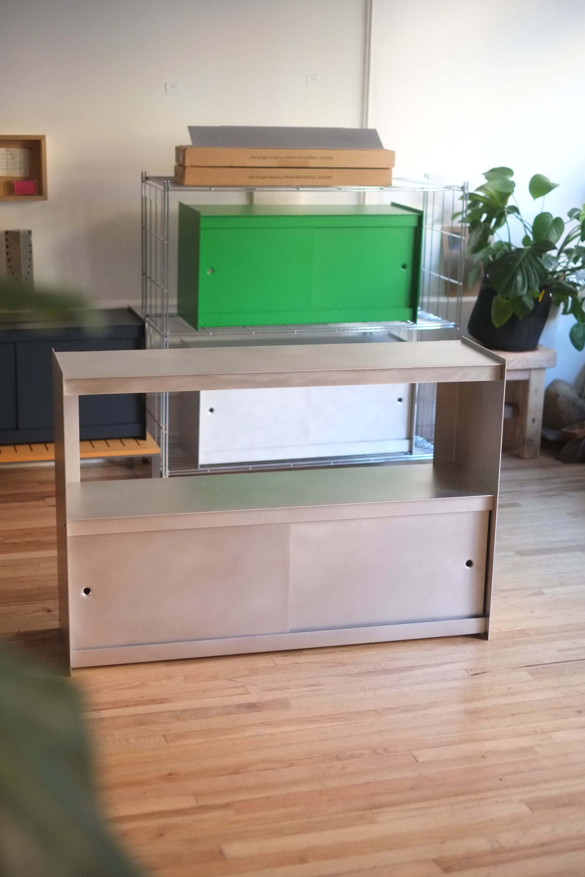 Plié Sideboard w/ Sliding Doors 120cm / 47in (Brushed Aluminum) (Floor Model)