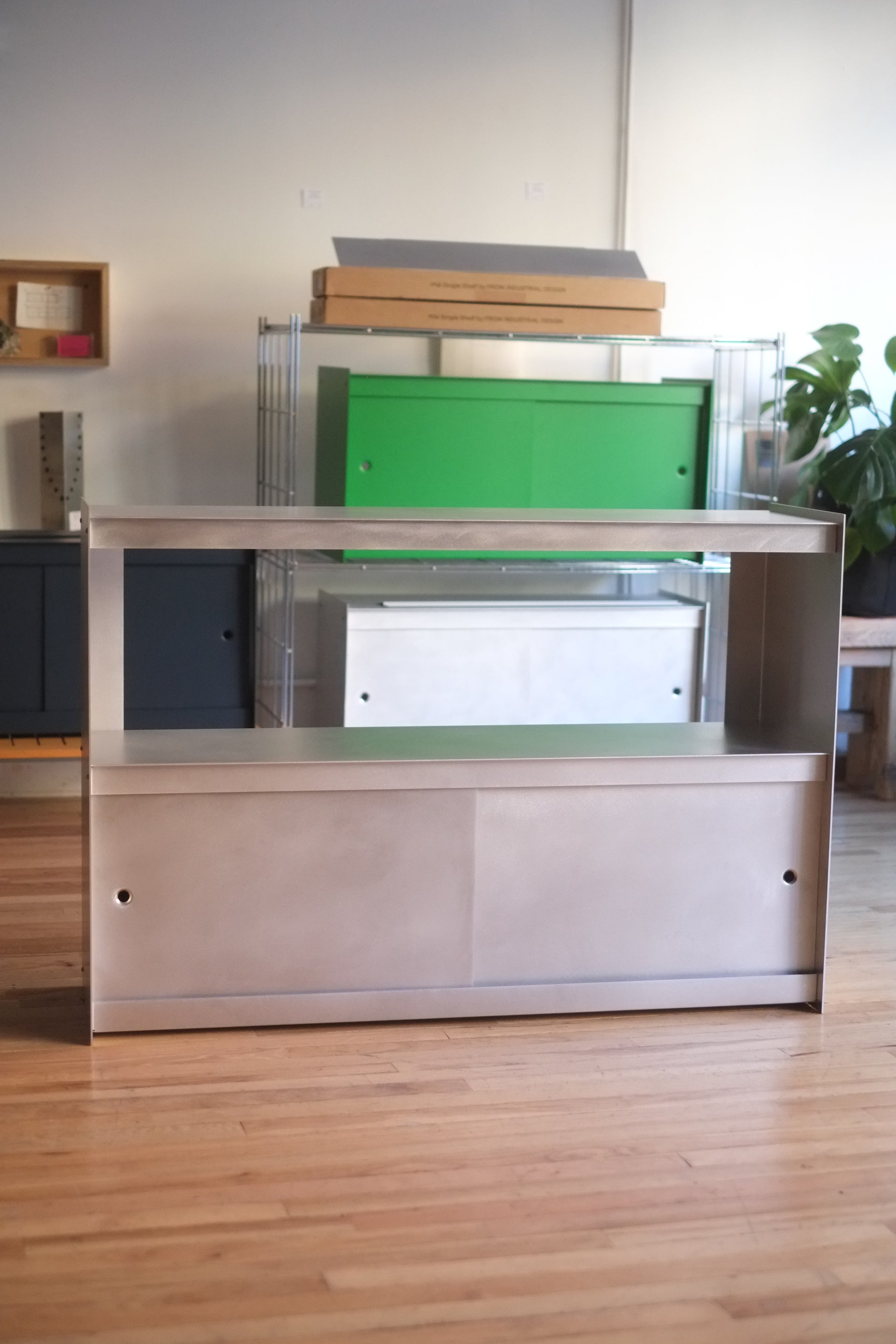 Plié Sideboard w/ Sliding Doors 120cm / 47in (Brushed Aluminum) (Floor Model)