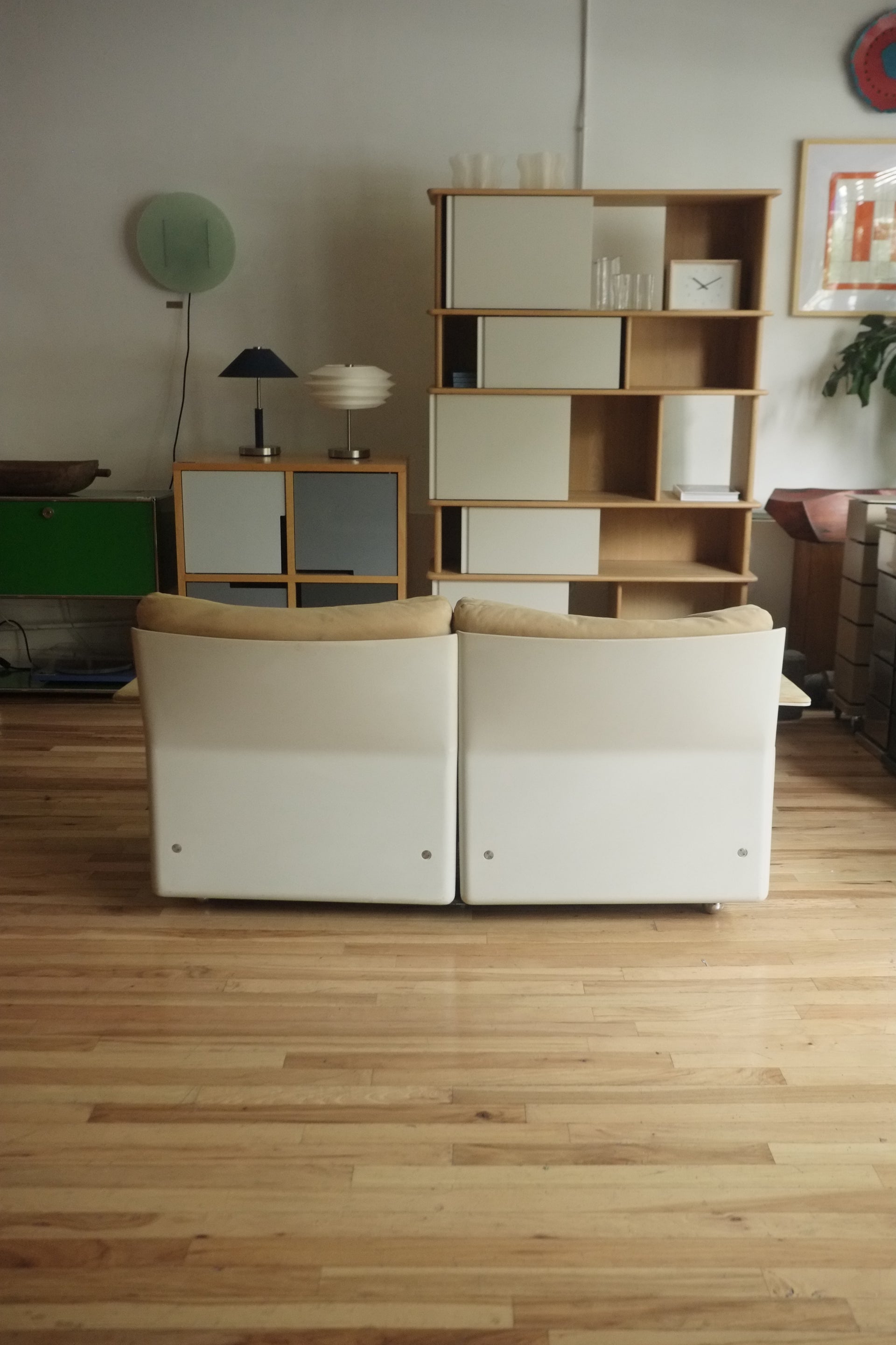 620 Program 2-Seater in tan Suede by Dieter Rams for Vitsœ