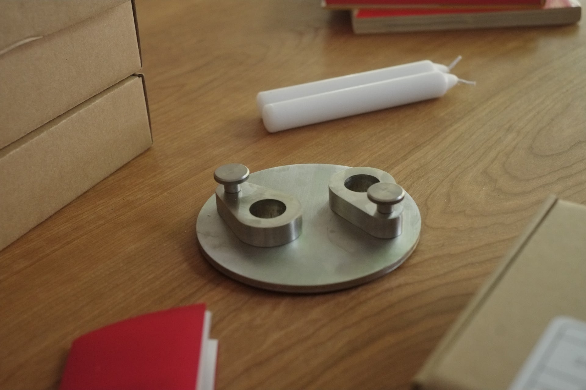 Industrial Shabbat candle holders by Jonny Cohen for Lichen