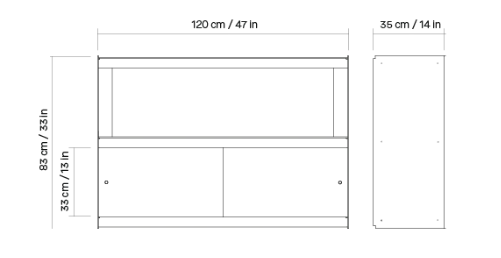 Plié Sideboard w/ Sliding Doors 120cm / 47in (Brushed Aluminum) (Floor Model)