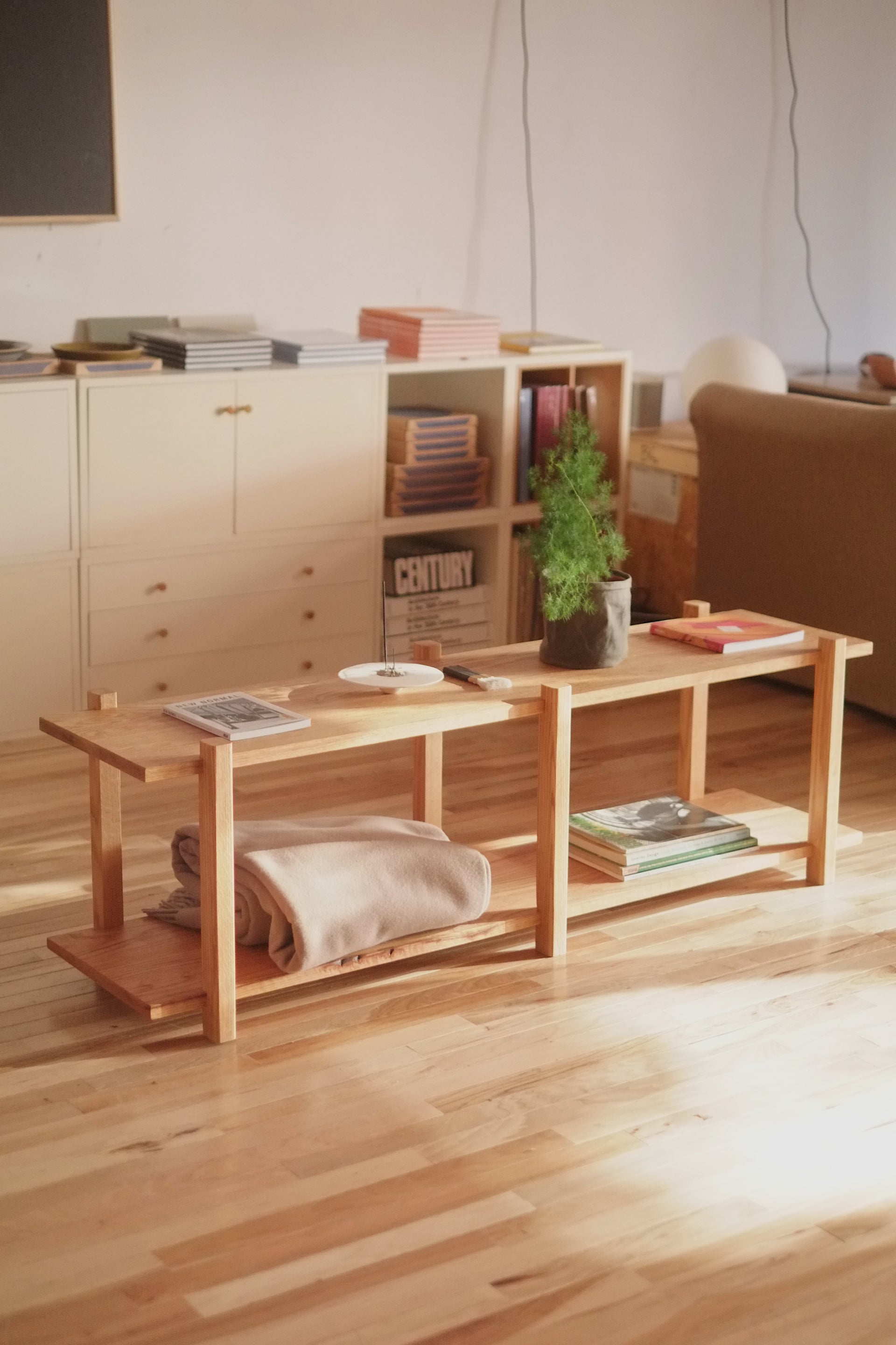 2-Tier Console in Red Oak
