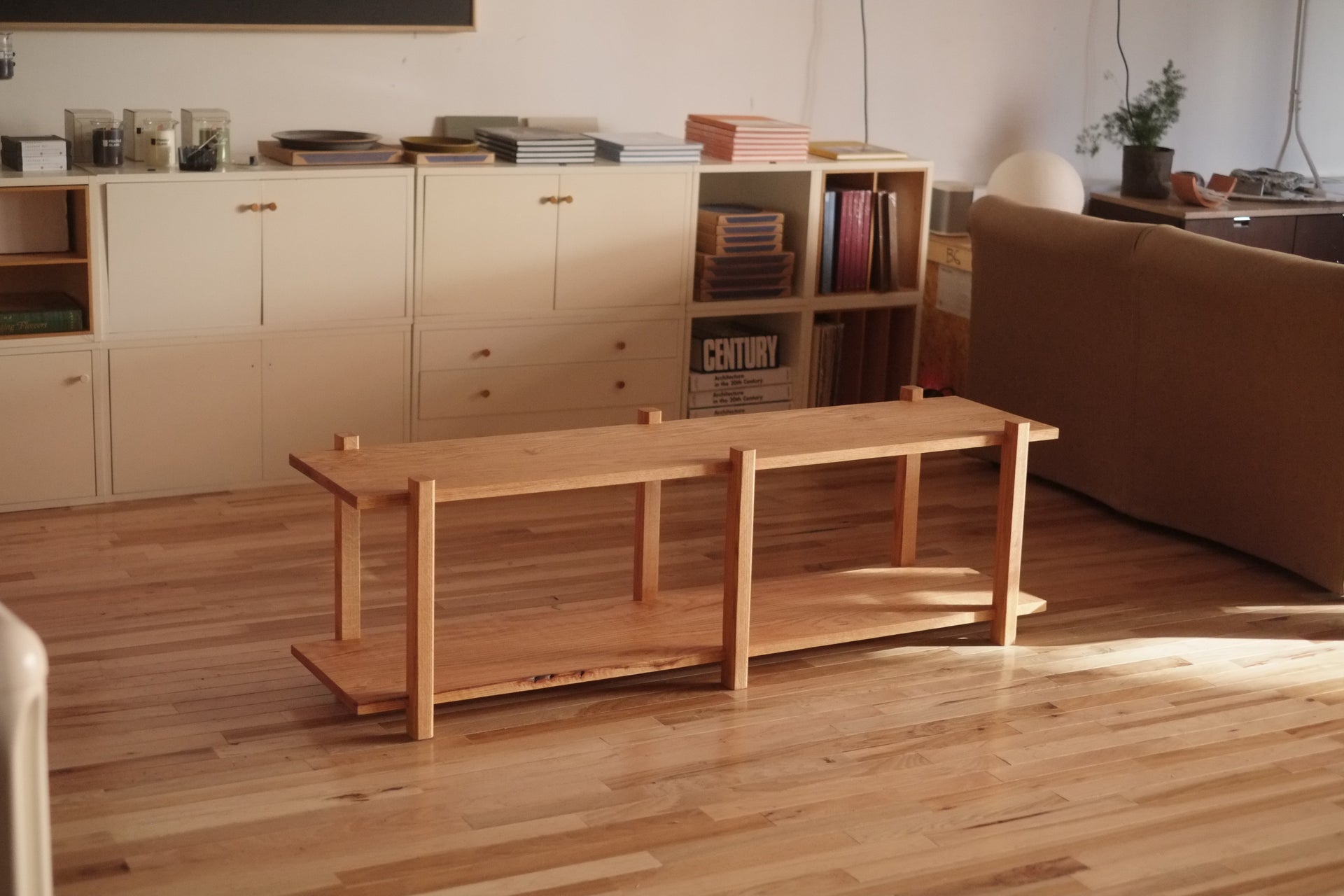 2-Tier Console in Red Oak