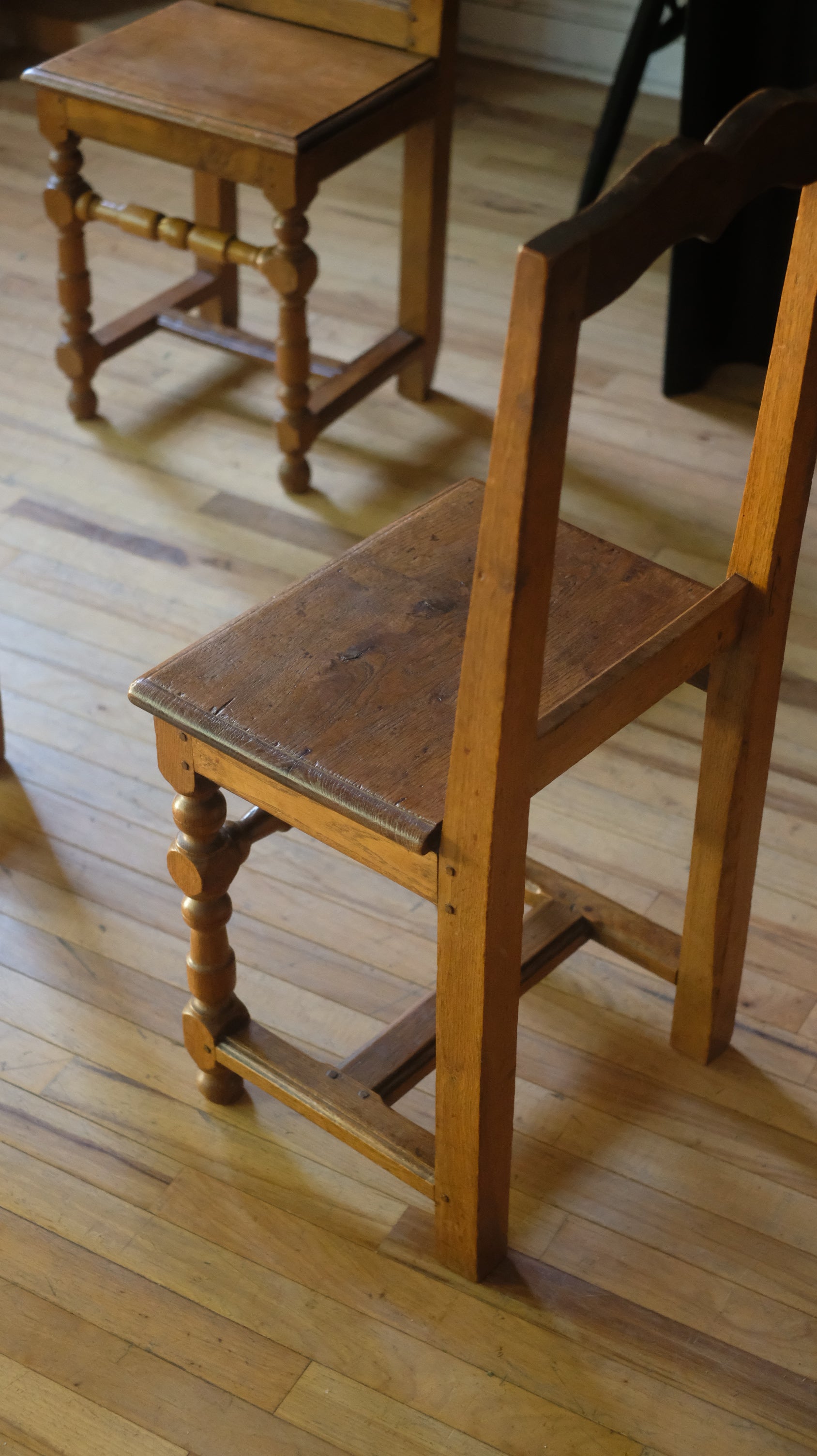 French Oak Nun's Chairs