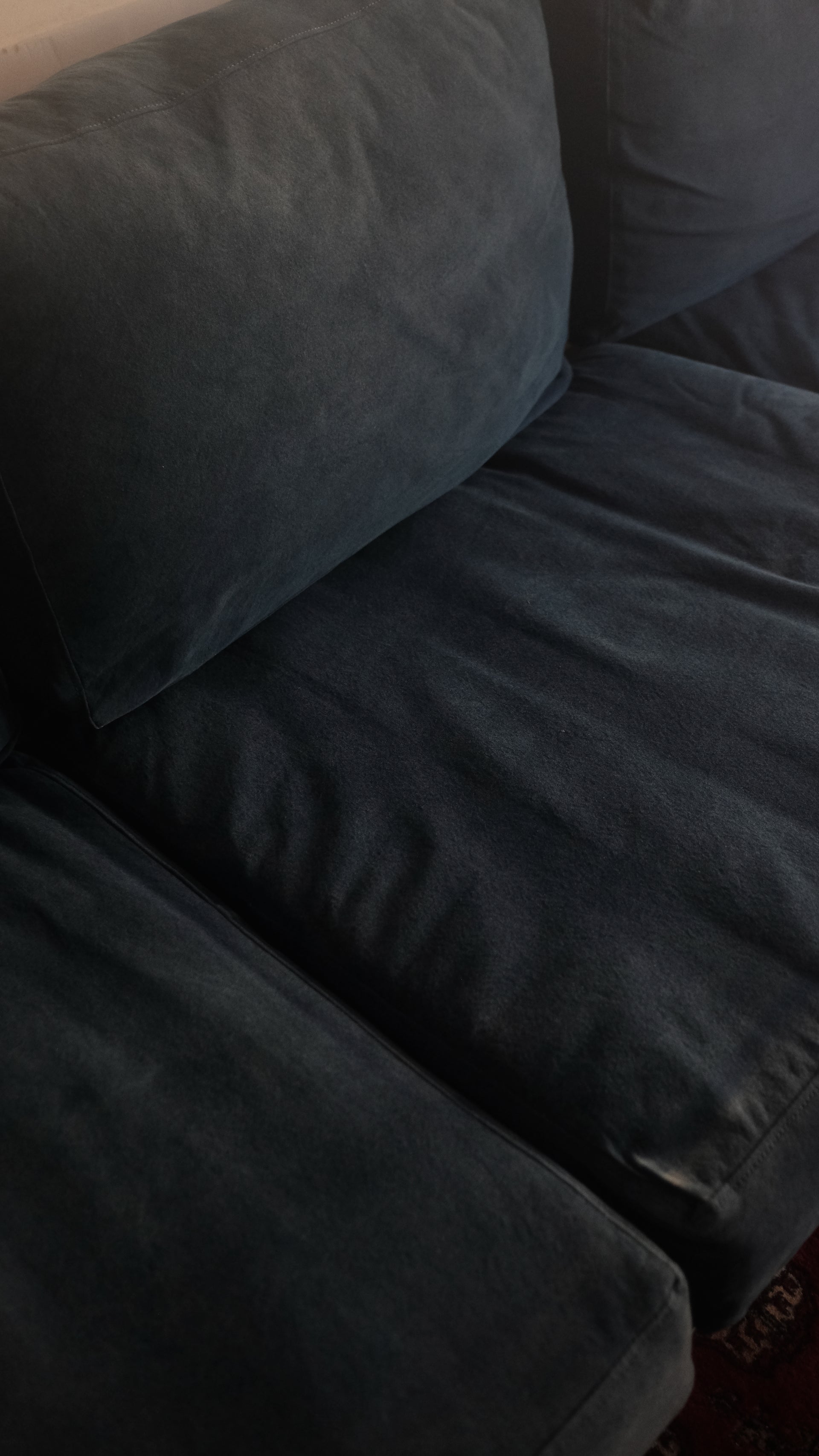 Canvas Denim and Steel Three Seater Sofa by Stephen Kenn