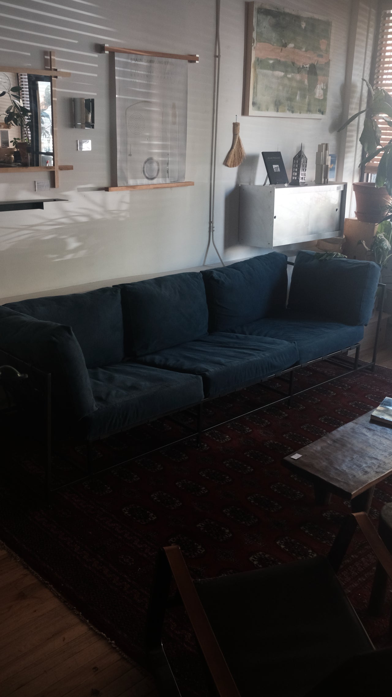 Canvas Denim and Steel Three Seater Sofa by Stephen Kenn