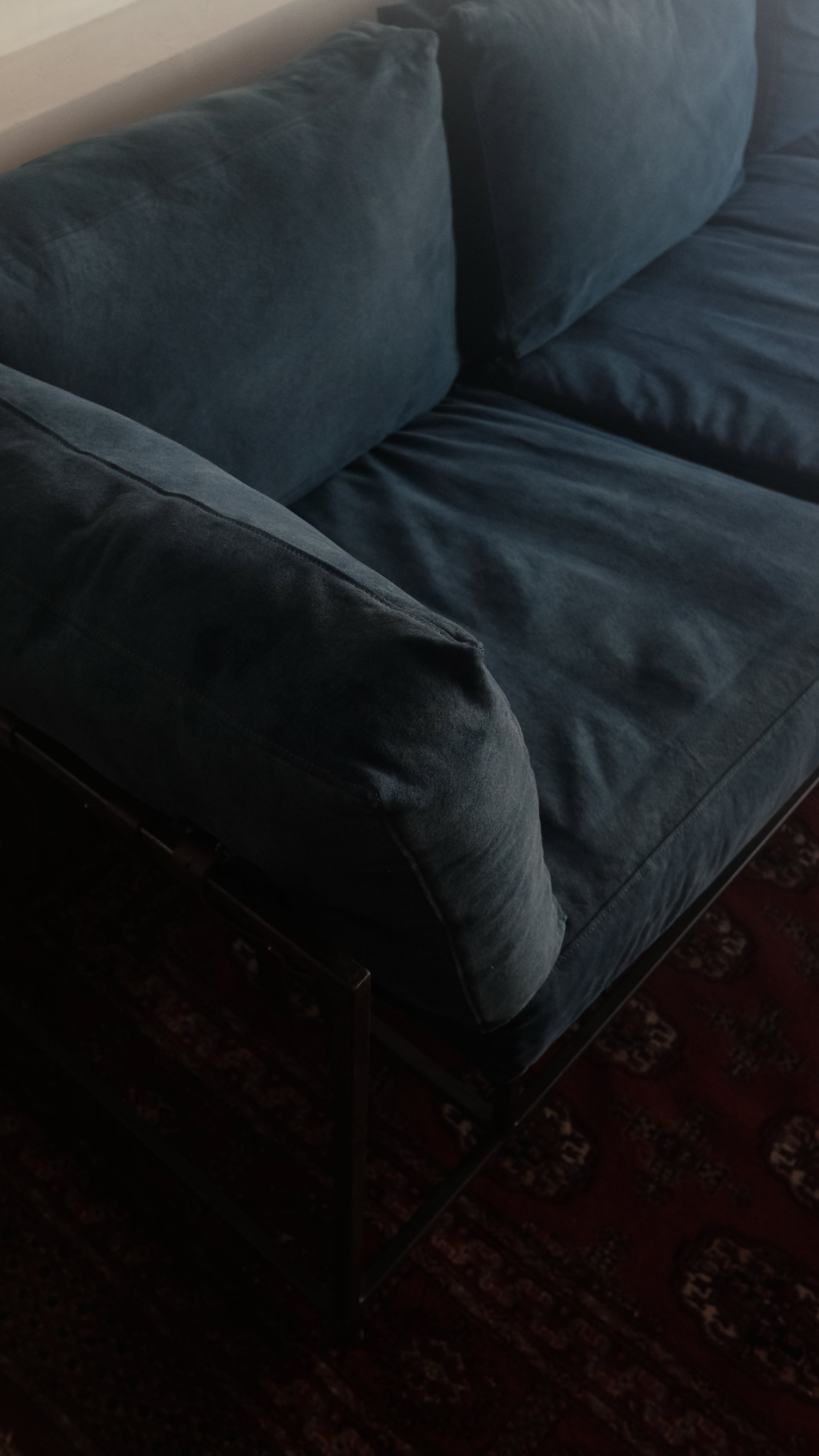 Canvas Denim and Steel Three Seater Sofa by Stephen Kenn