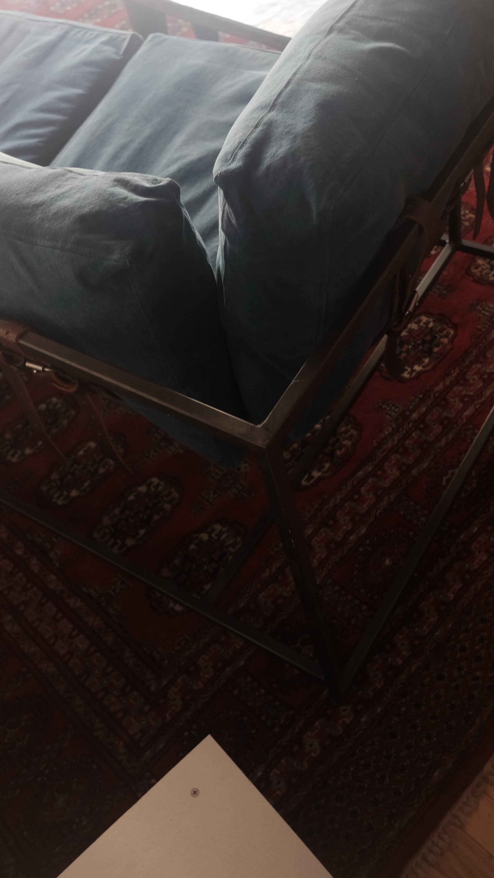 Canvas Denim and Steel Three Seater Sofa by Stephen Kenn