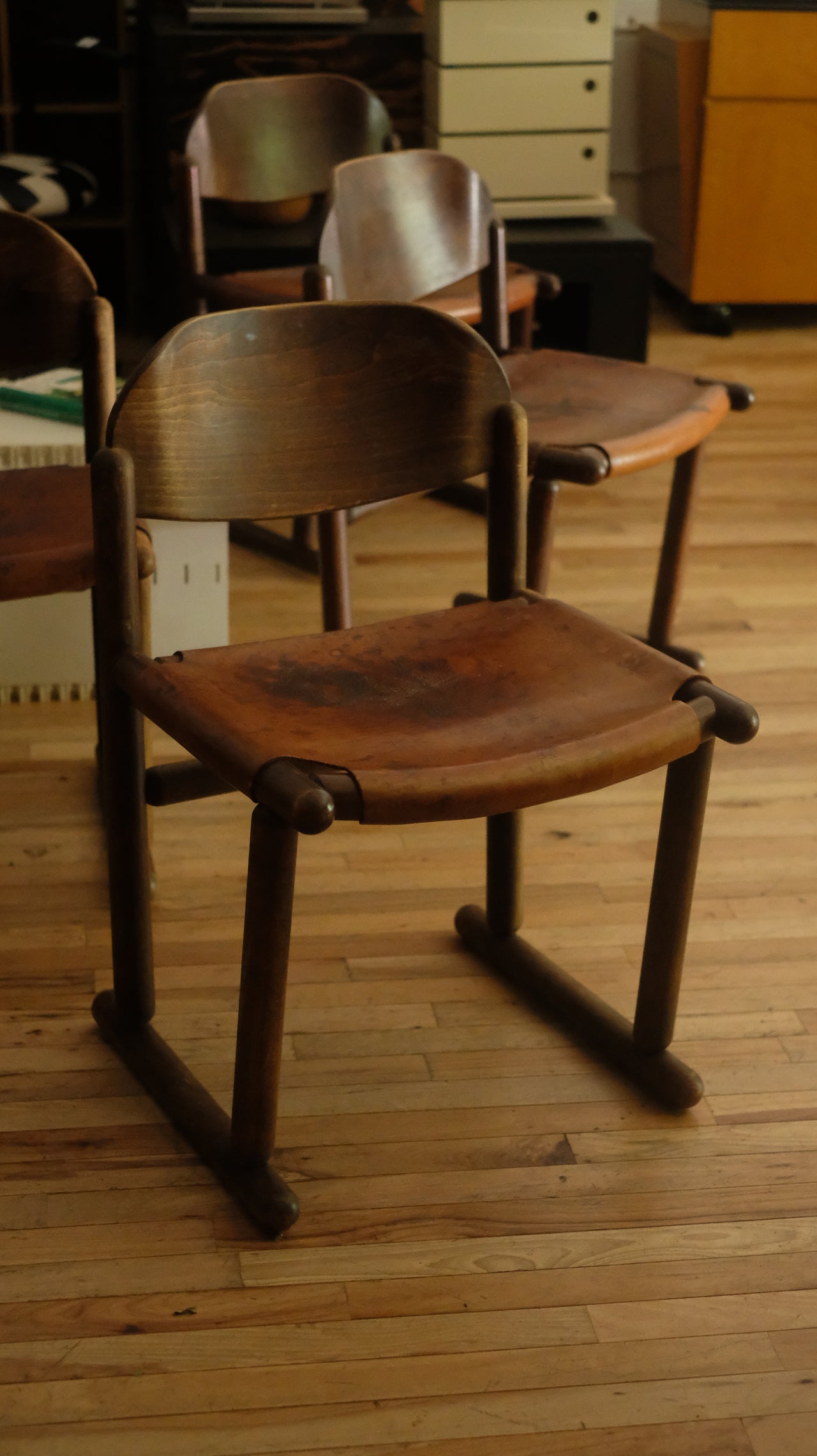 Brutalist Wooden Chairs (Set of 4)