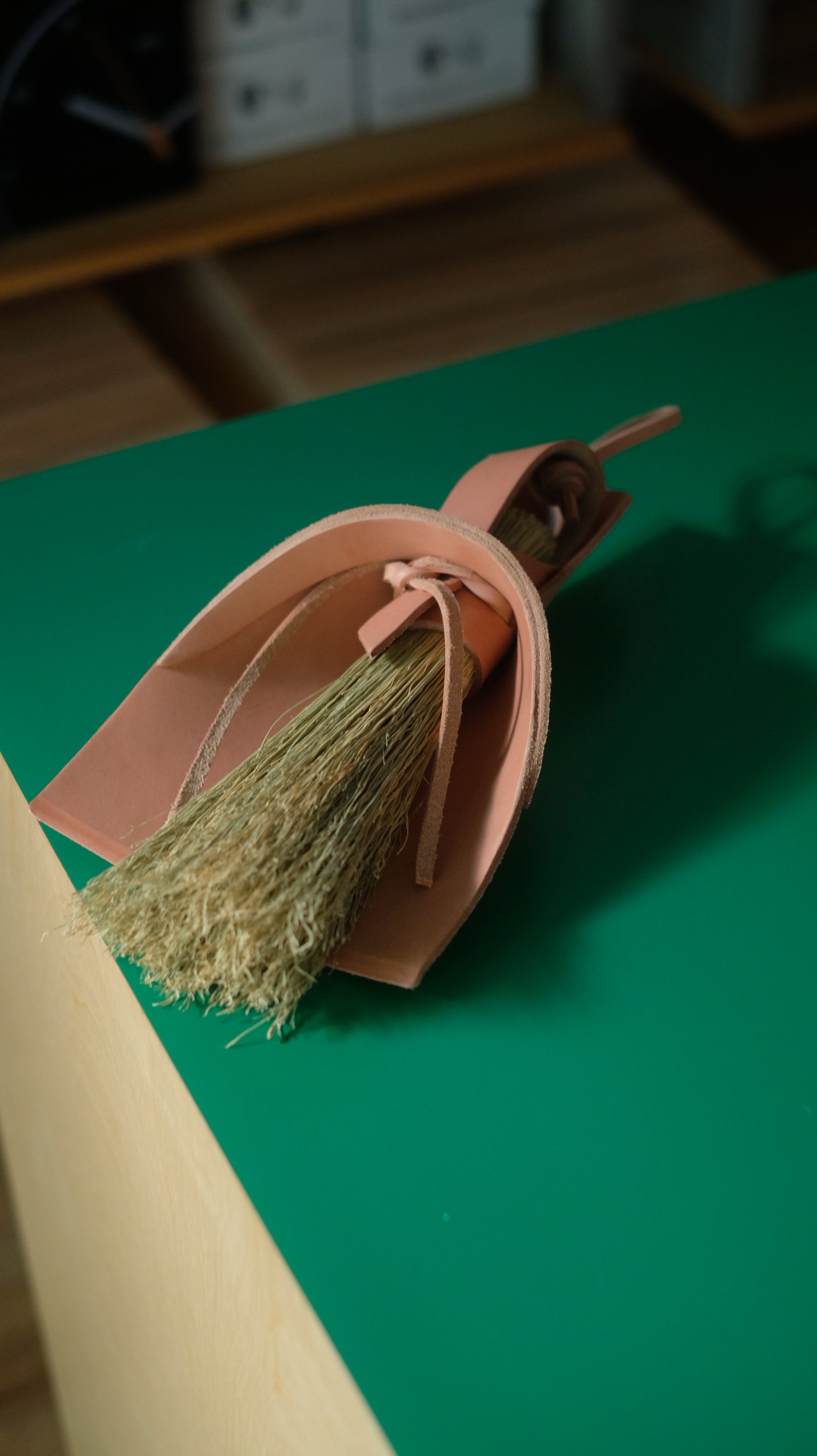Leather Nesting Broom & Dustpan Set