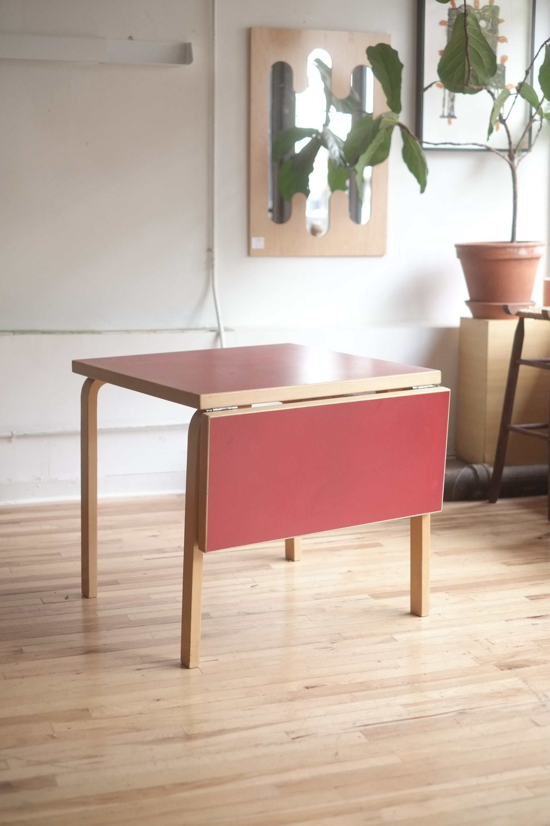 Alvar Aalto Foldable Table in Red Linoleum for Artek c.1950s