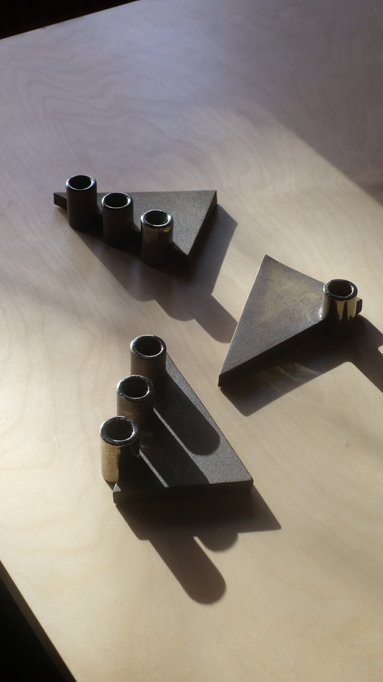Triangular Ceramic Candle Holders by Max ID NY