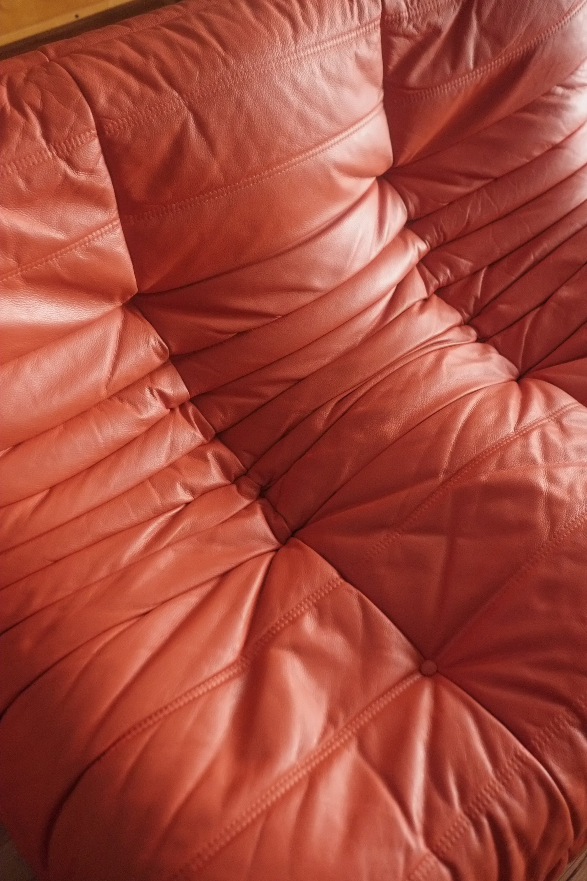 RENT: 2 Seater Togo Sofa (Orange Leather)