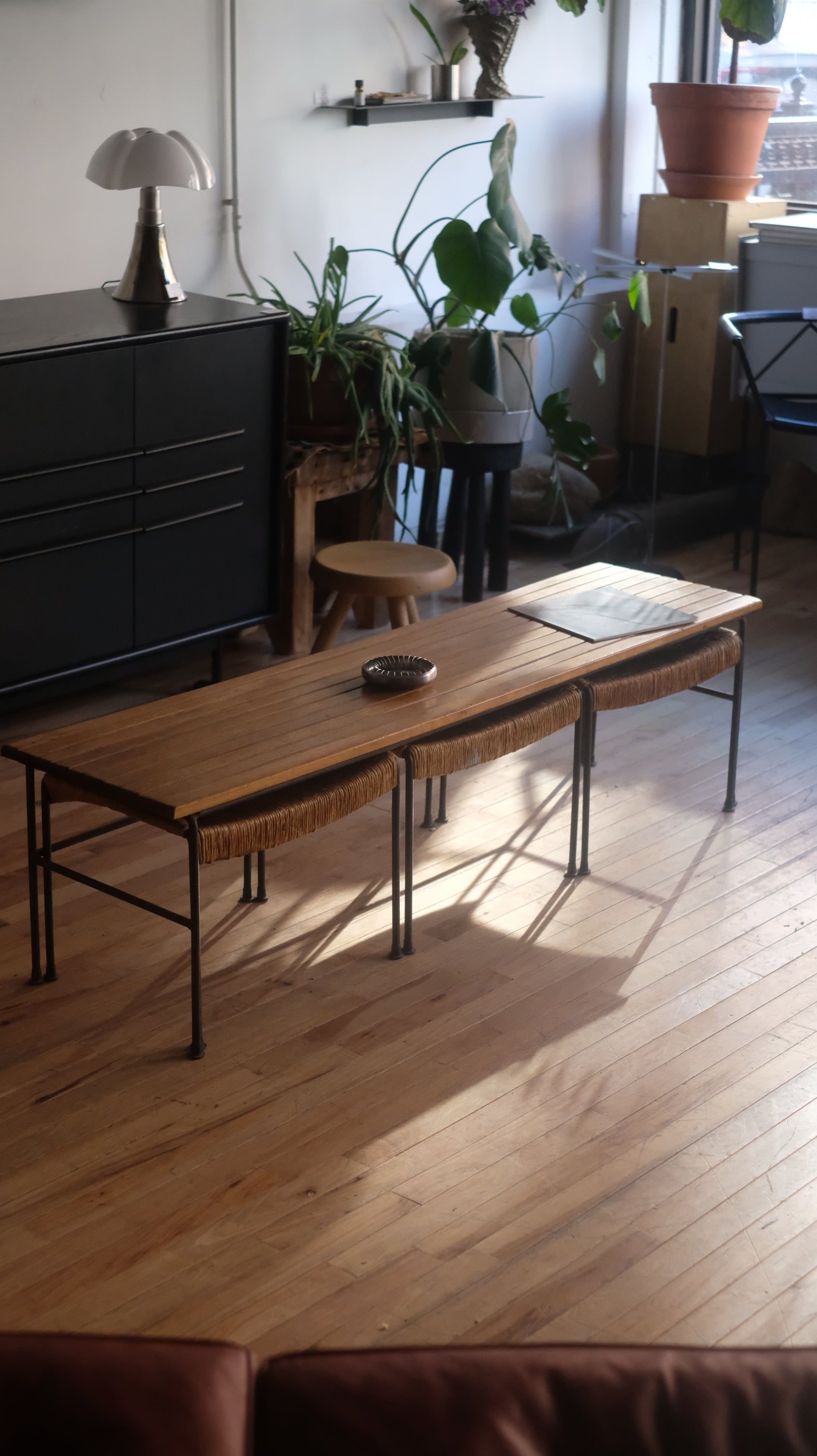 Arthur Umanoff Bench w/ Nesting stools (sold seperately)