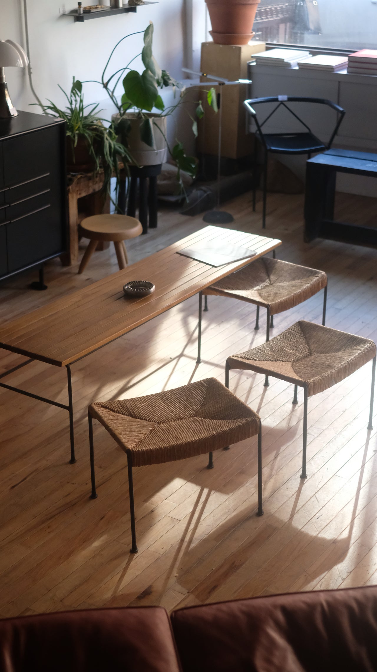 Arthur Umanoff Bench w/ Nesting stools (sold seperately)