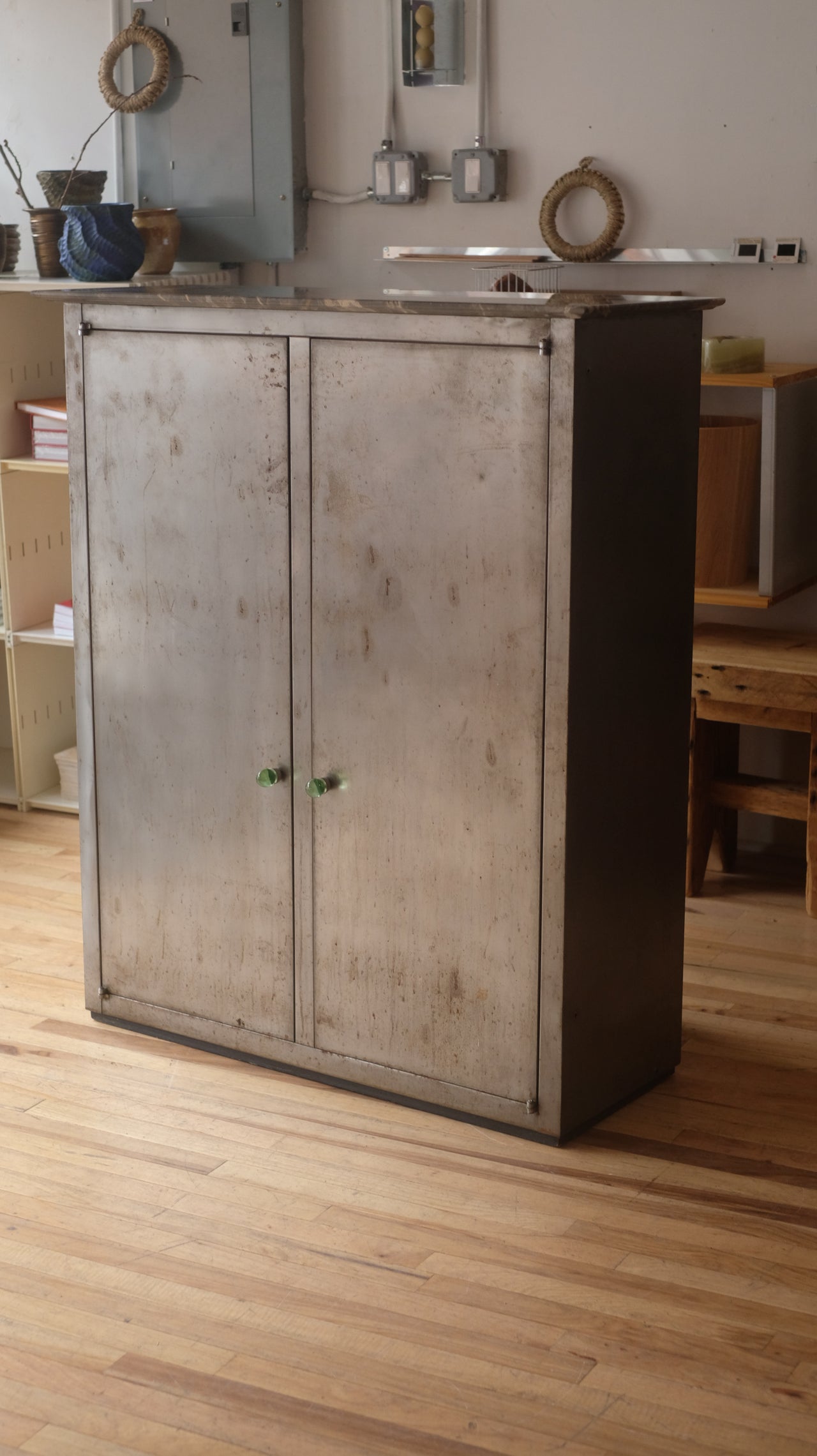 Metal & Marble Topped Storage Cabinet