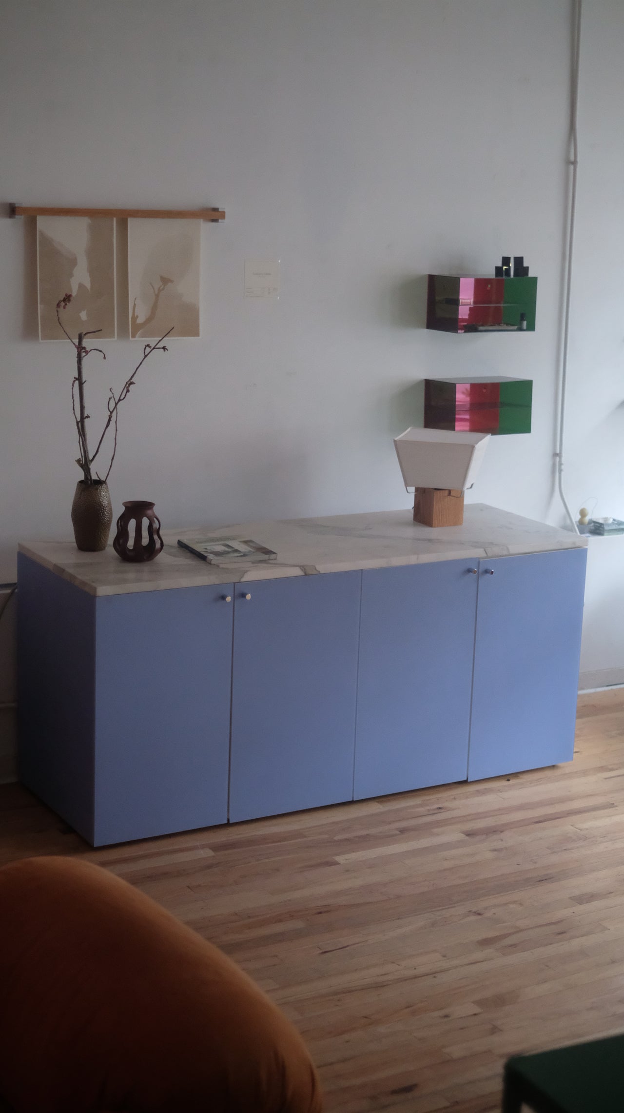 Blue Glass & Marble Credenza