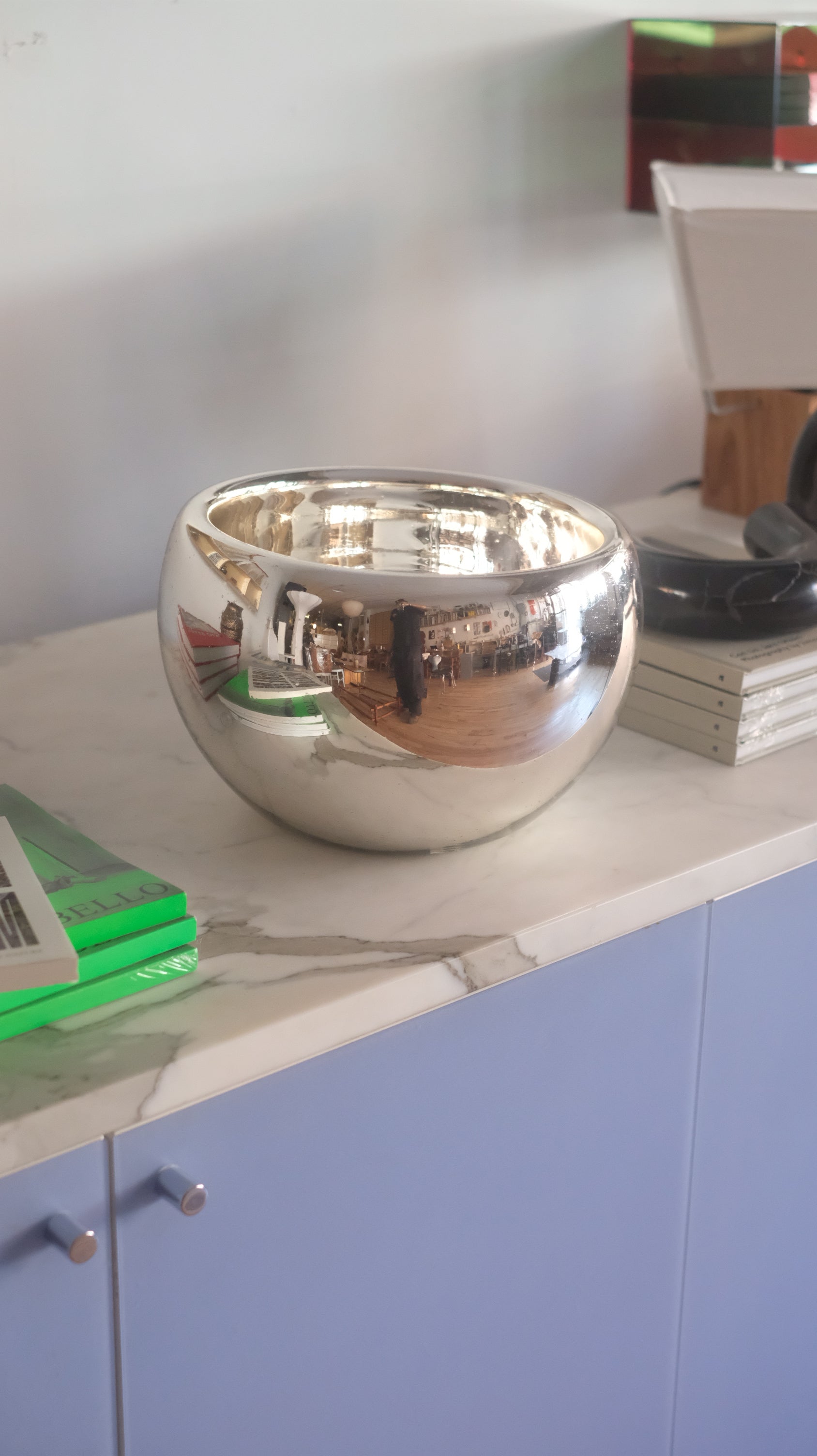 Double Walled Mirror Finished Glass Bowl