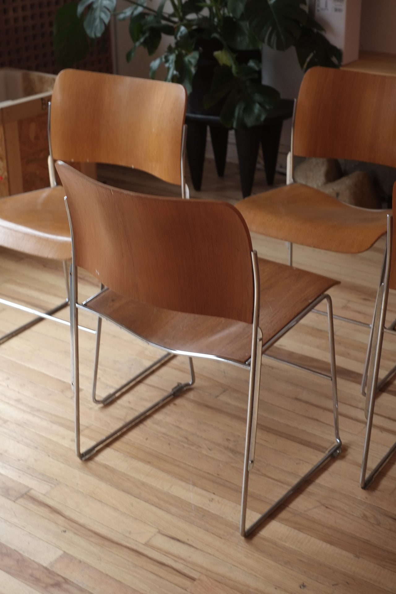 40/4 Stacking chairs by David Rowland (Set of 4)