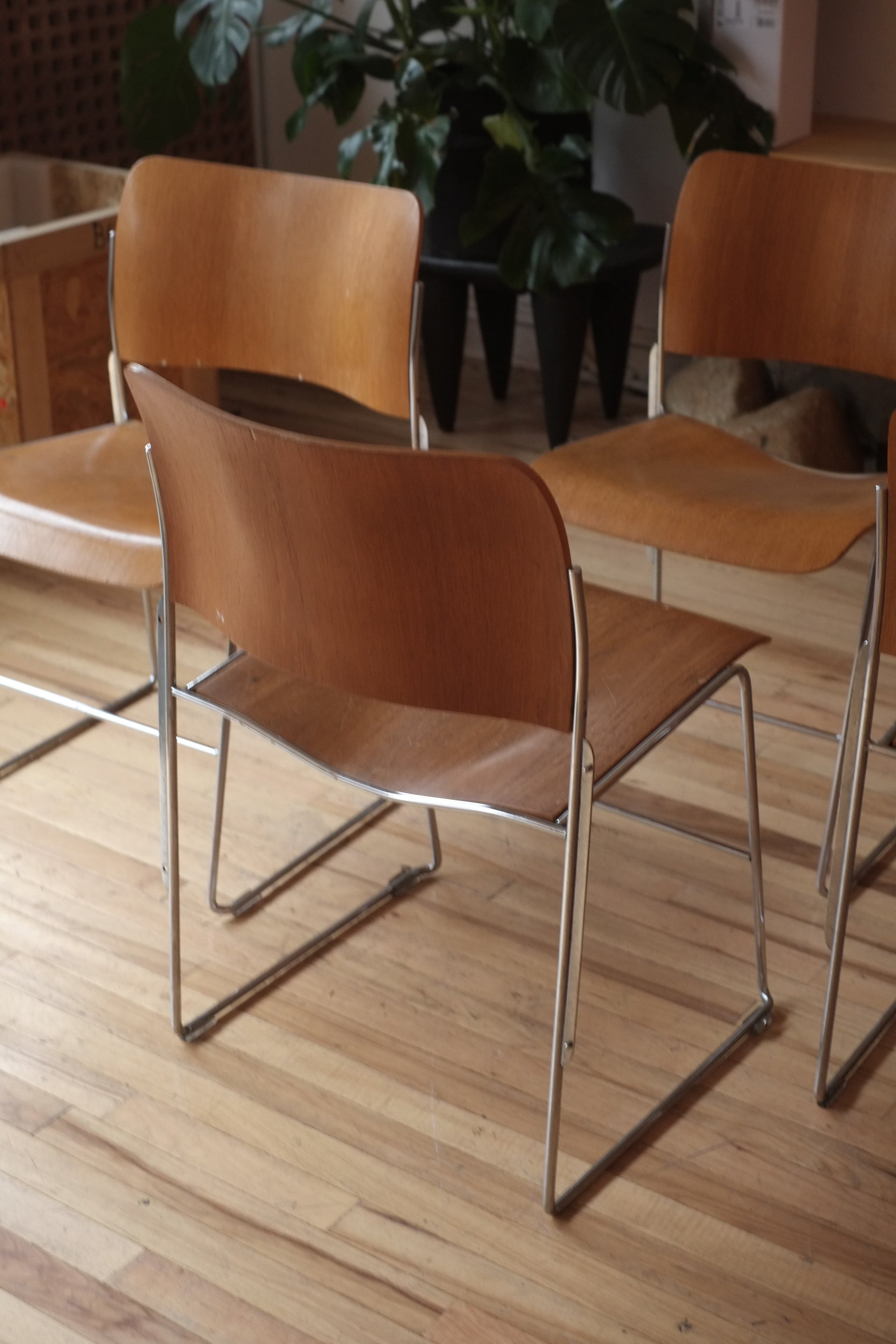 40/4 Stacking Chairs by David Rowland (Set of 4)