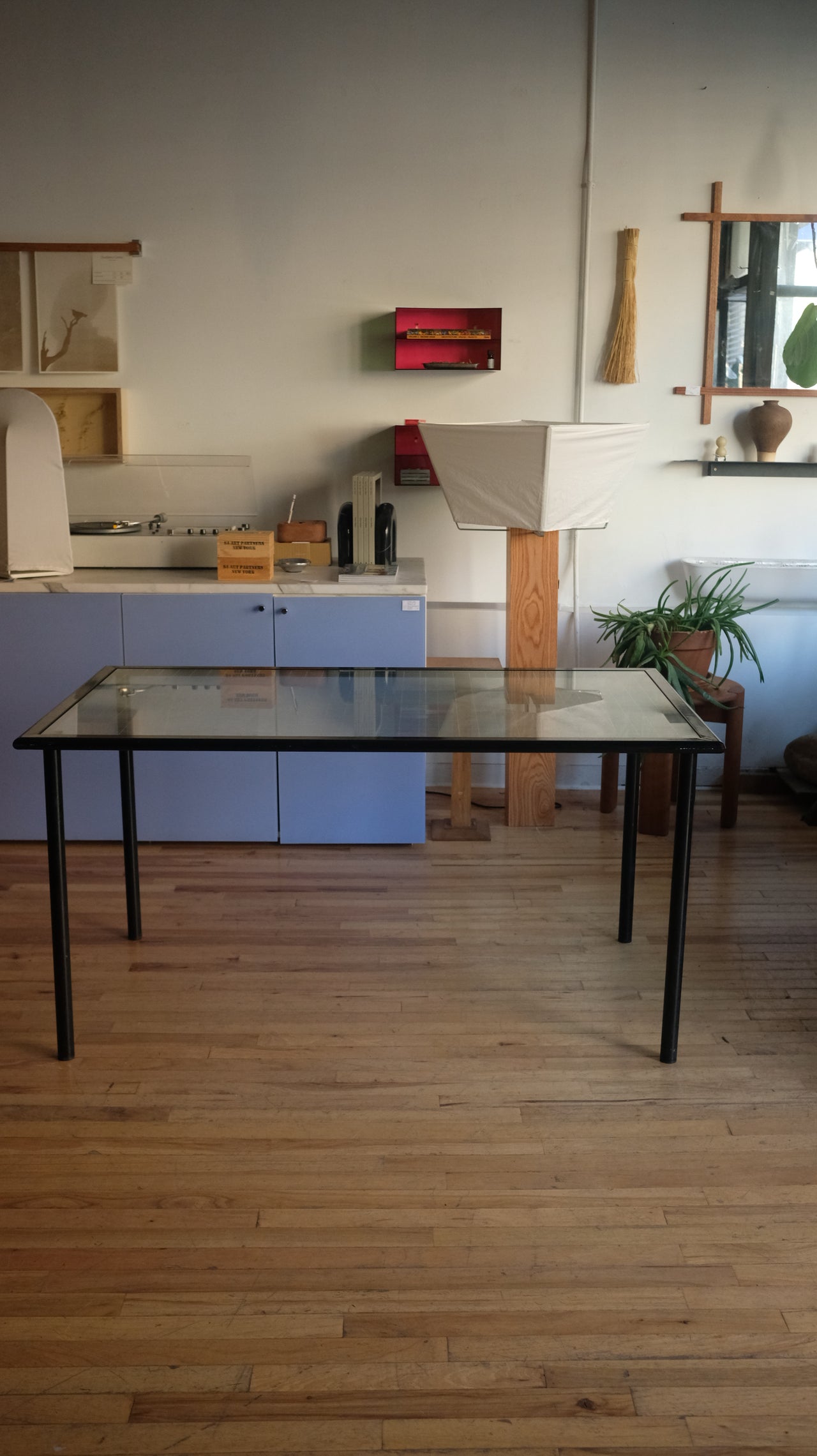 Post Modern grid glass table by Flyline, Italy c.1970's