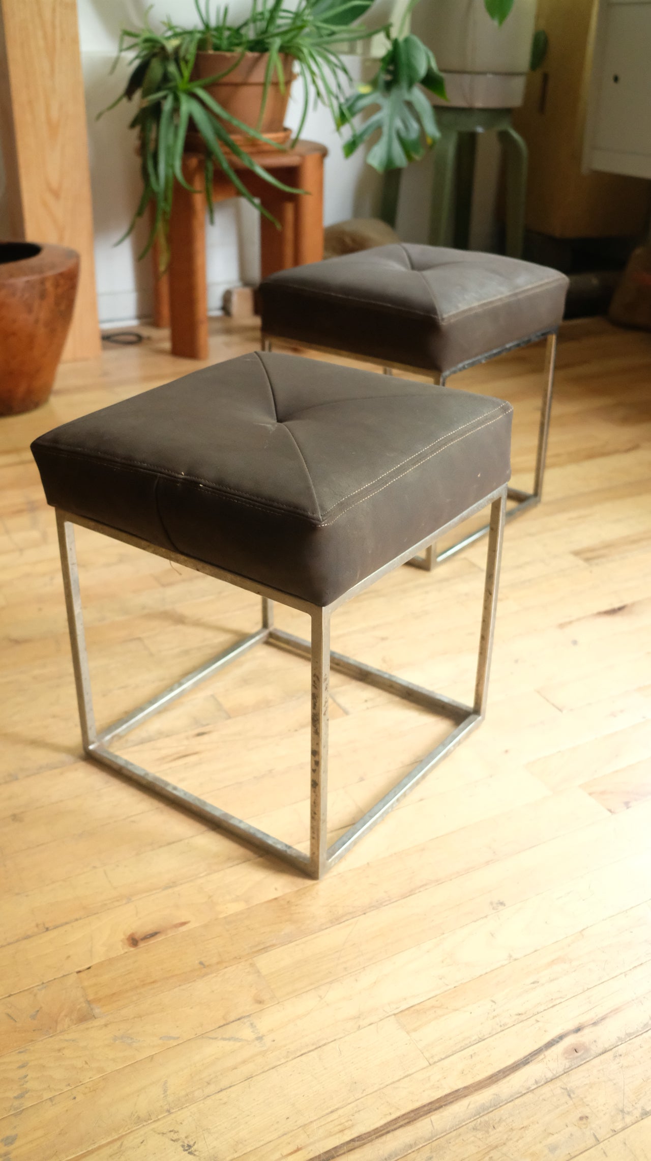 Suede and metal stools (Price Per)
