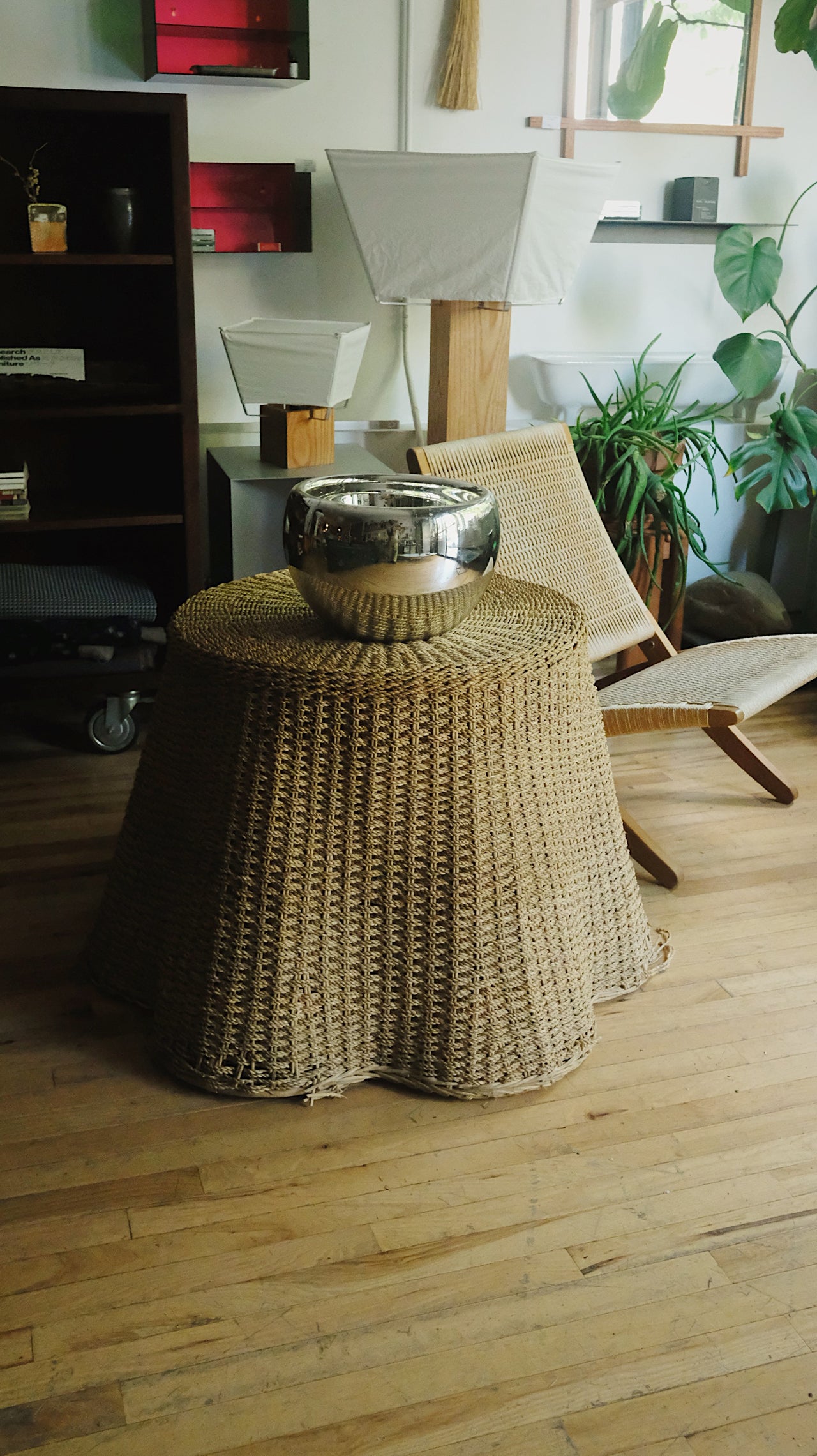 Trompe L’oeil Draped Wicker Side Table