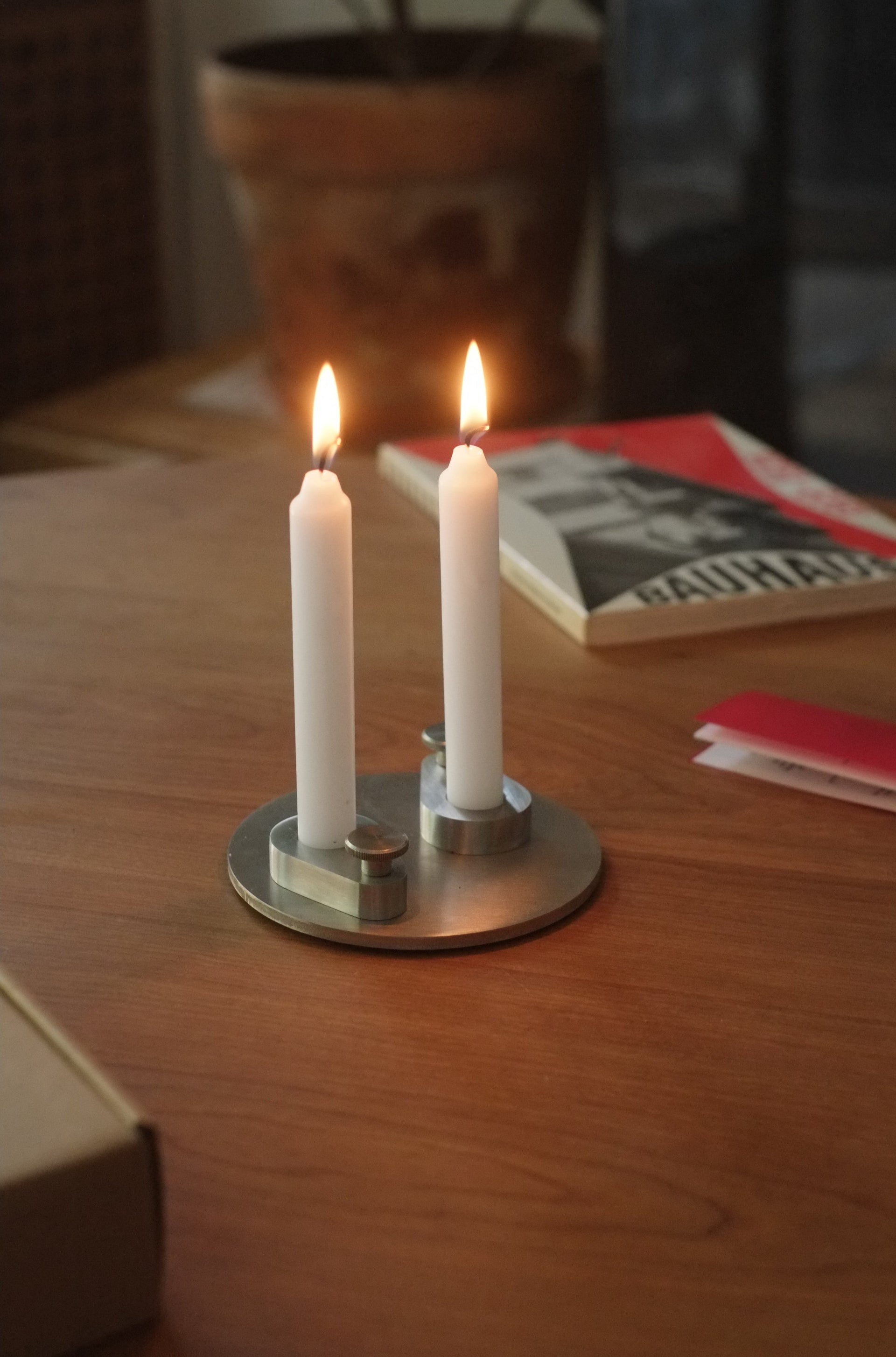 Industrial Shabbat candle holders by Jonny Cohen for Lichen