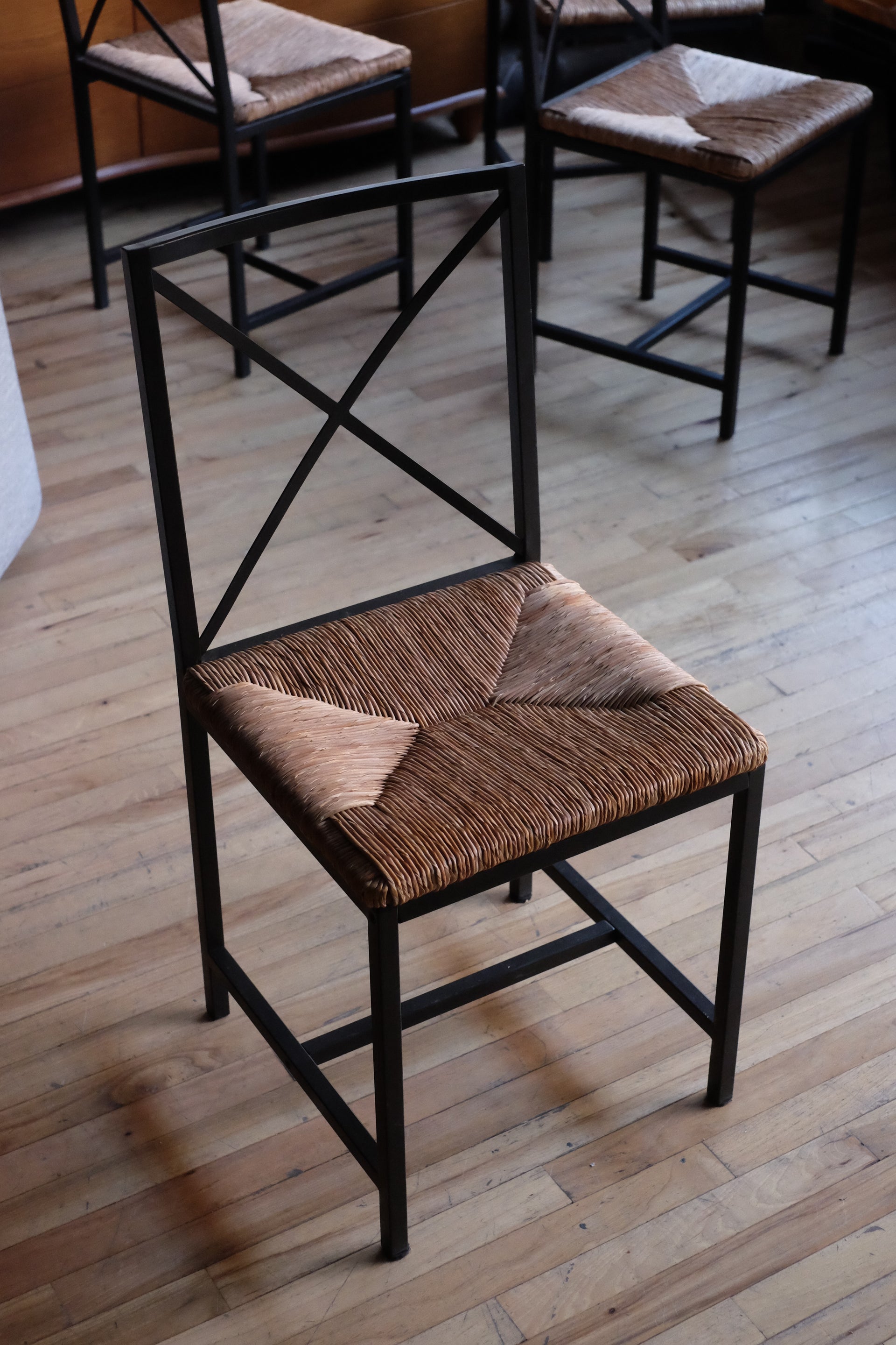 Metal and Rope Cord Dining Chairs (Set of 4)