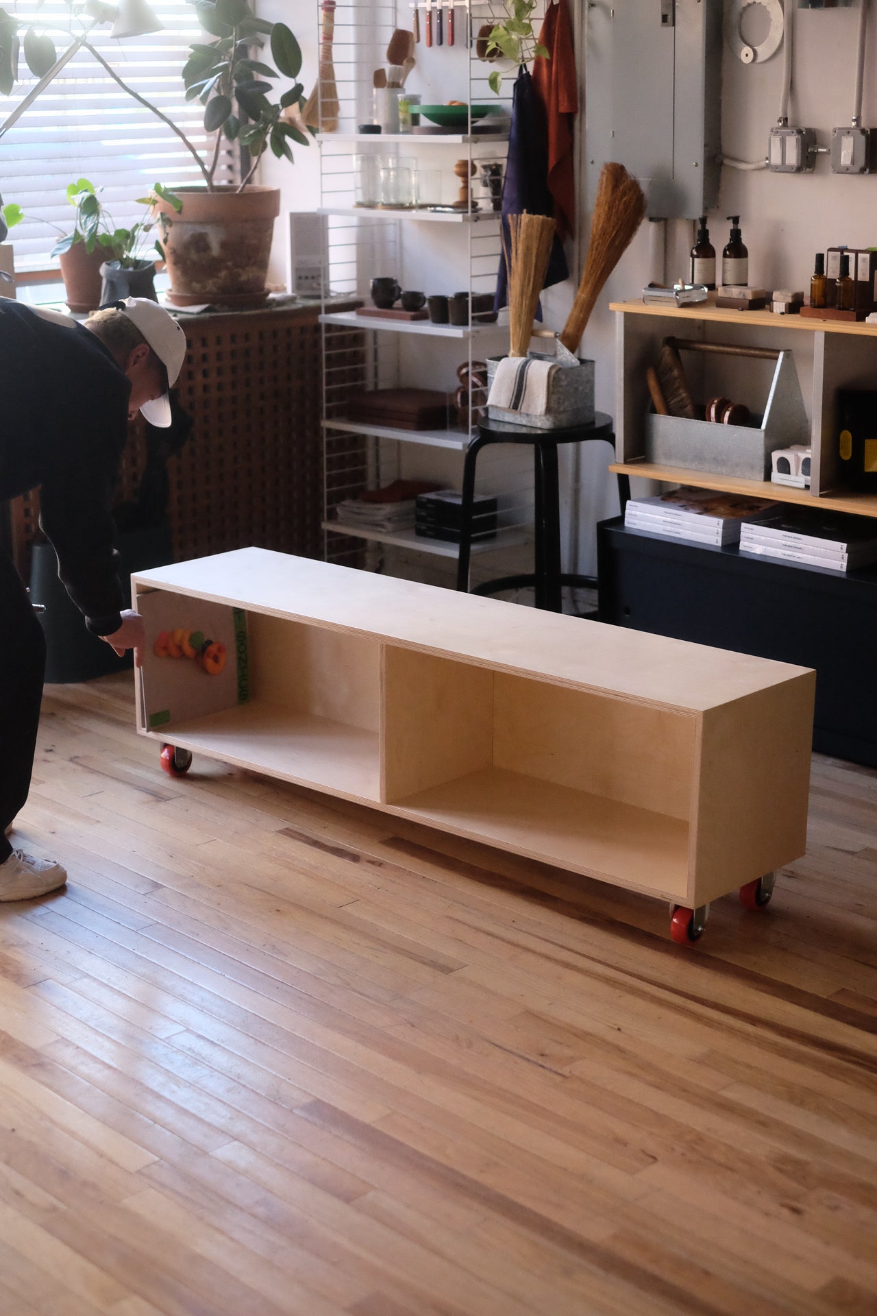 Plywood Record Storage Console