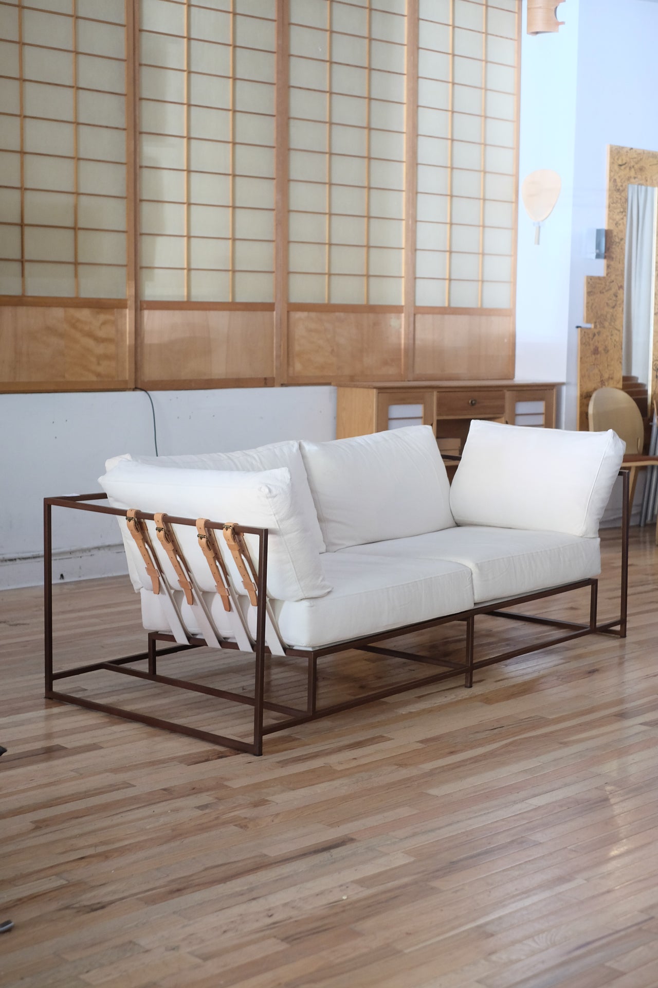 Canvas and Steel Two Seater Sofa by Stephen Kenn