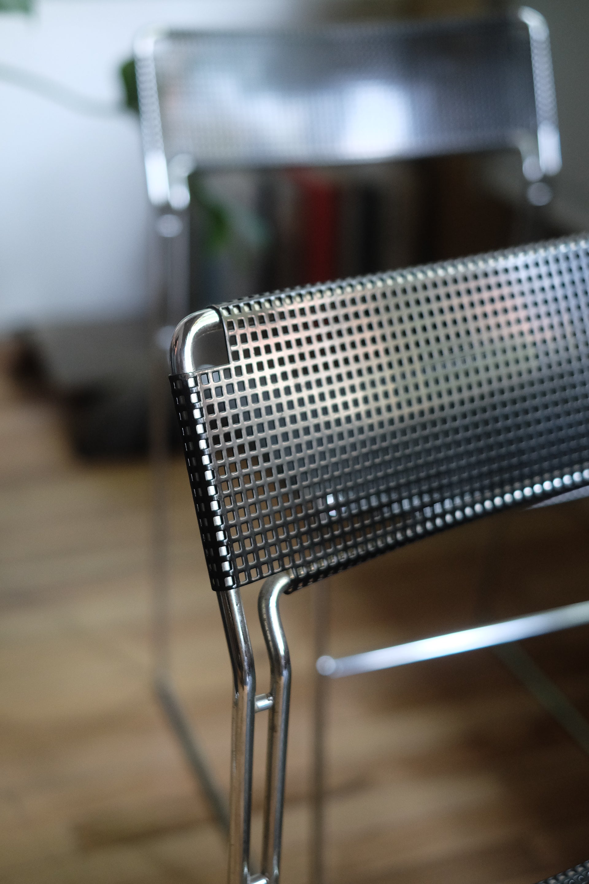 Perforated Chrome & Steel Chairs by Niels Jorgen Haugesen for Magis (Set of 4)