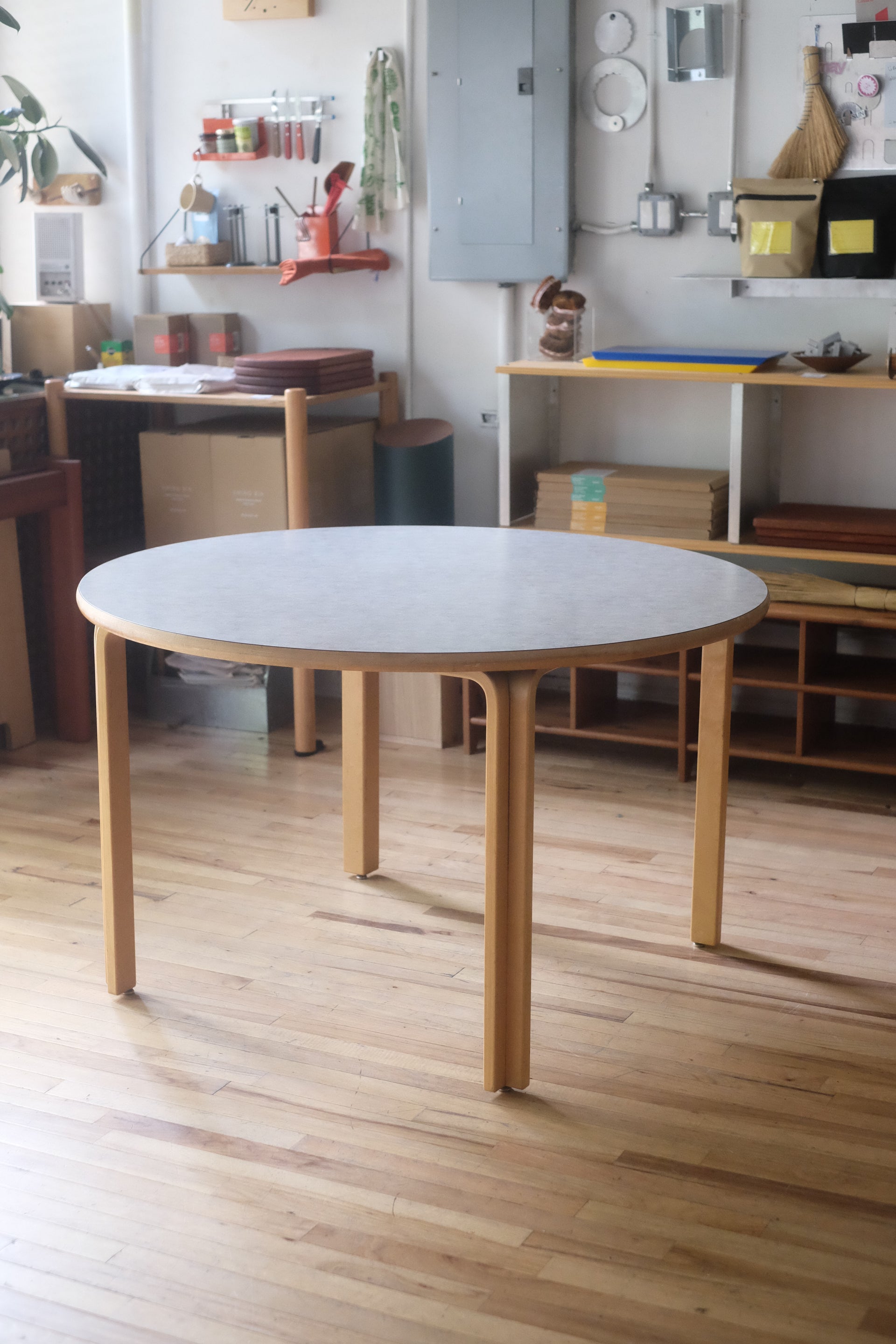 Danish Beechwood Round Table by Rud Thyegesen and Johnny Sorensen for Magnus Olesen