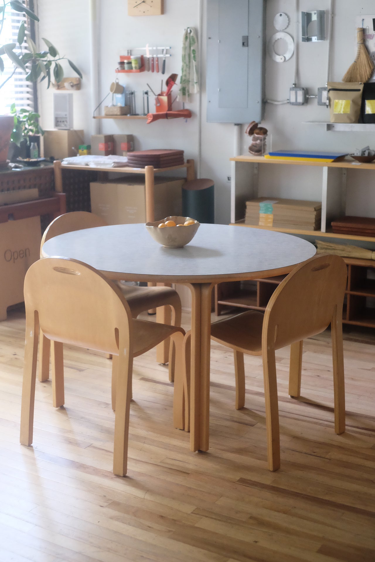 Danish Beechwood Round Table by Rud Thyegesen and Johnny Sorensen for Magnus Olesen