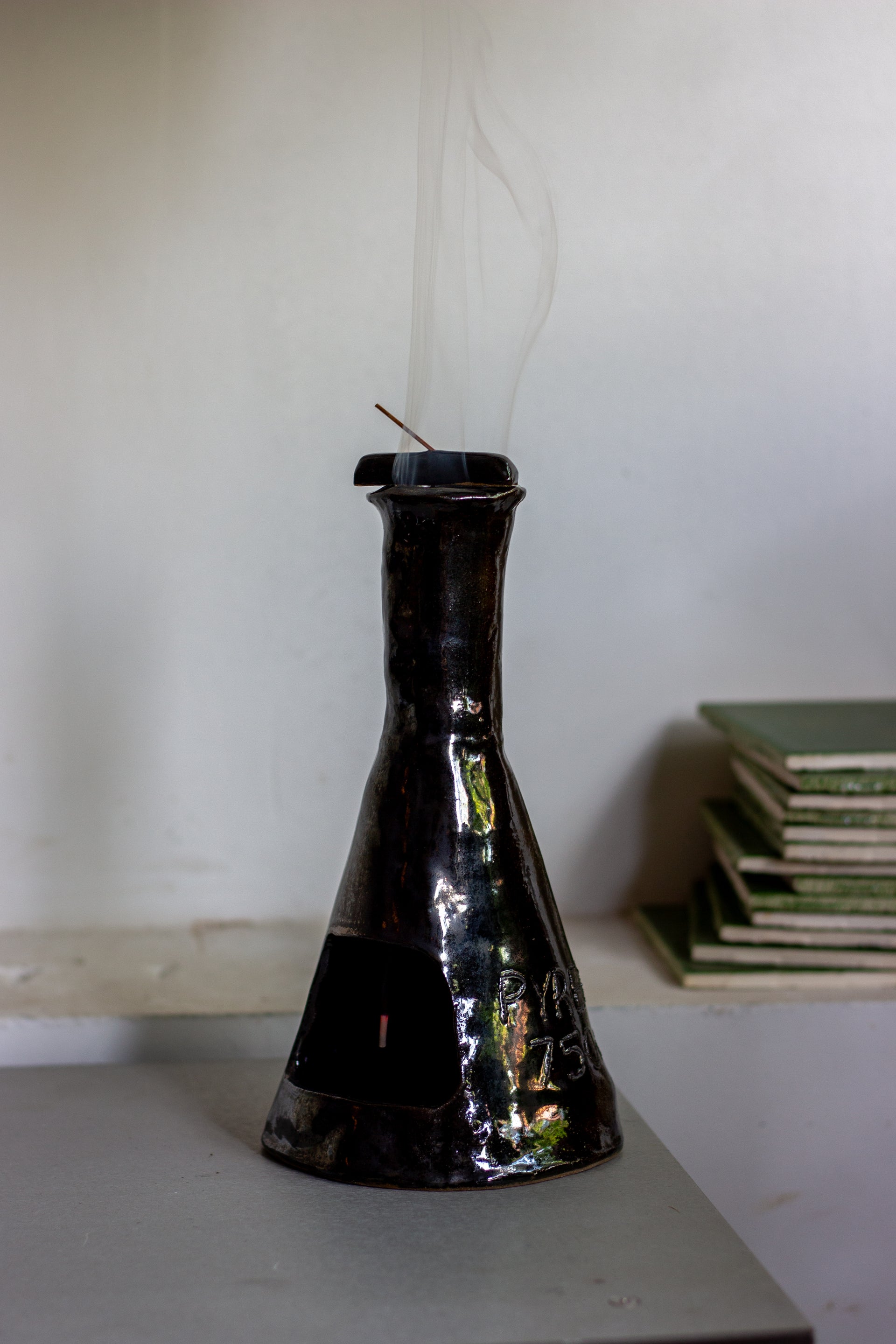 FRAGILE GLASS Incense Chiminea Flask