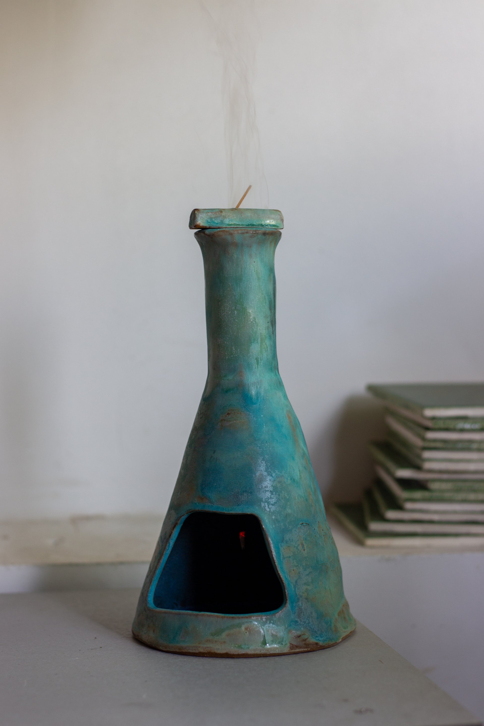 FRAGILE GLASS Incense Chiminea Flask