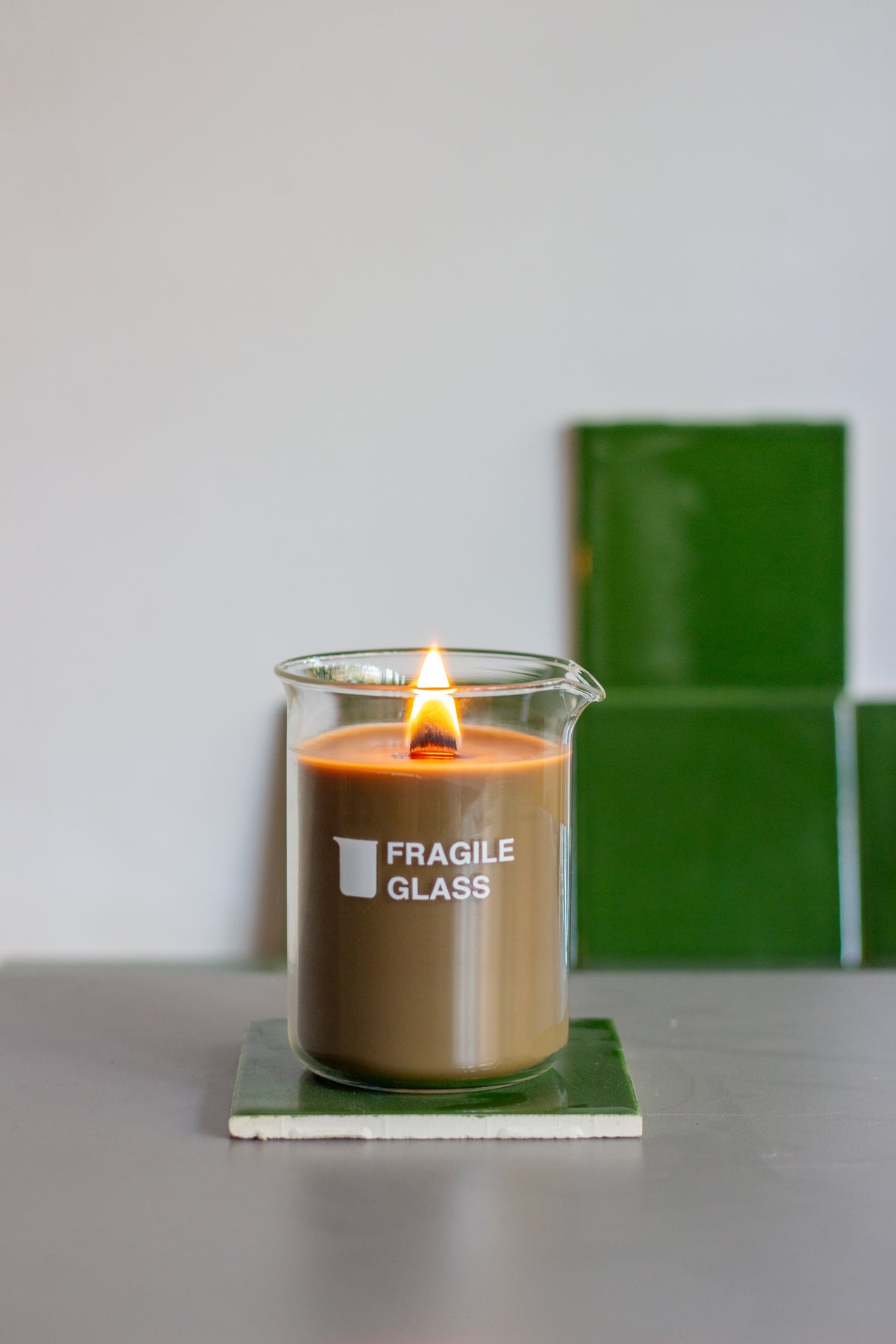 FRAGILE GLASS 'WOODWARD' CANDLE lichennyc