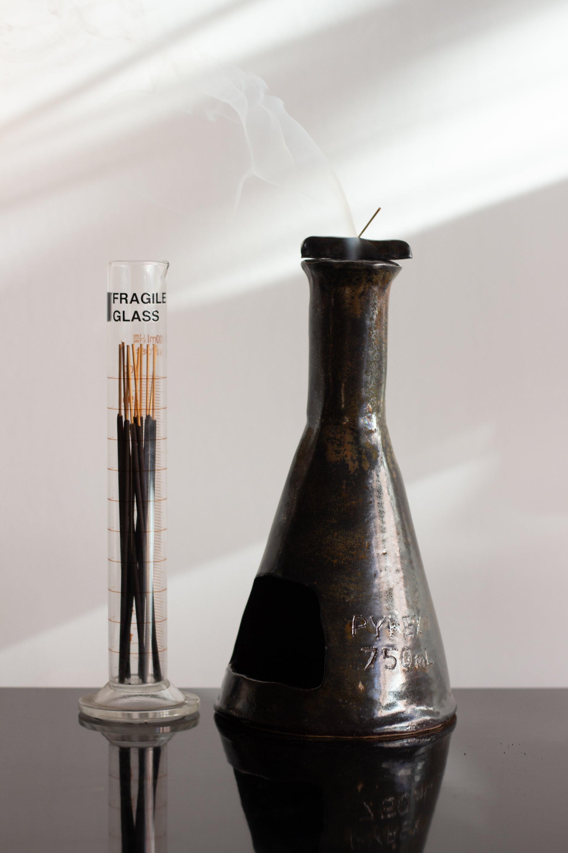 FRAGILE GLASS Incense Chiminea Flask