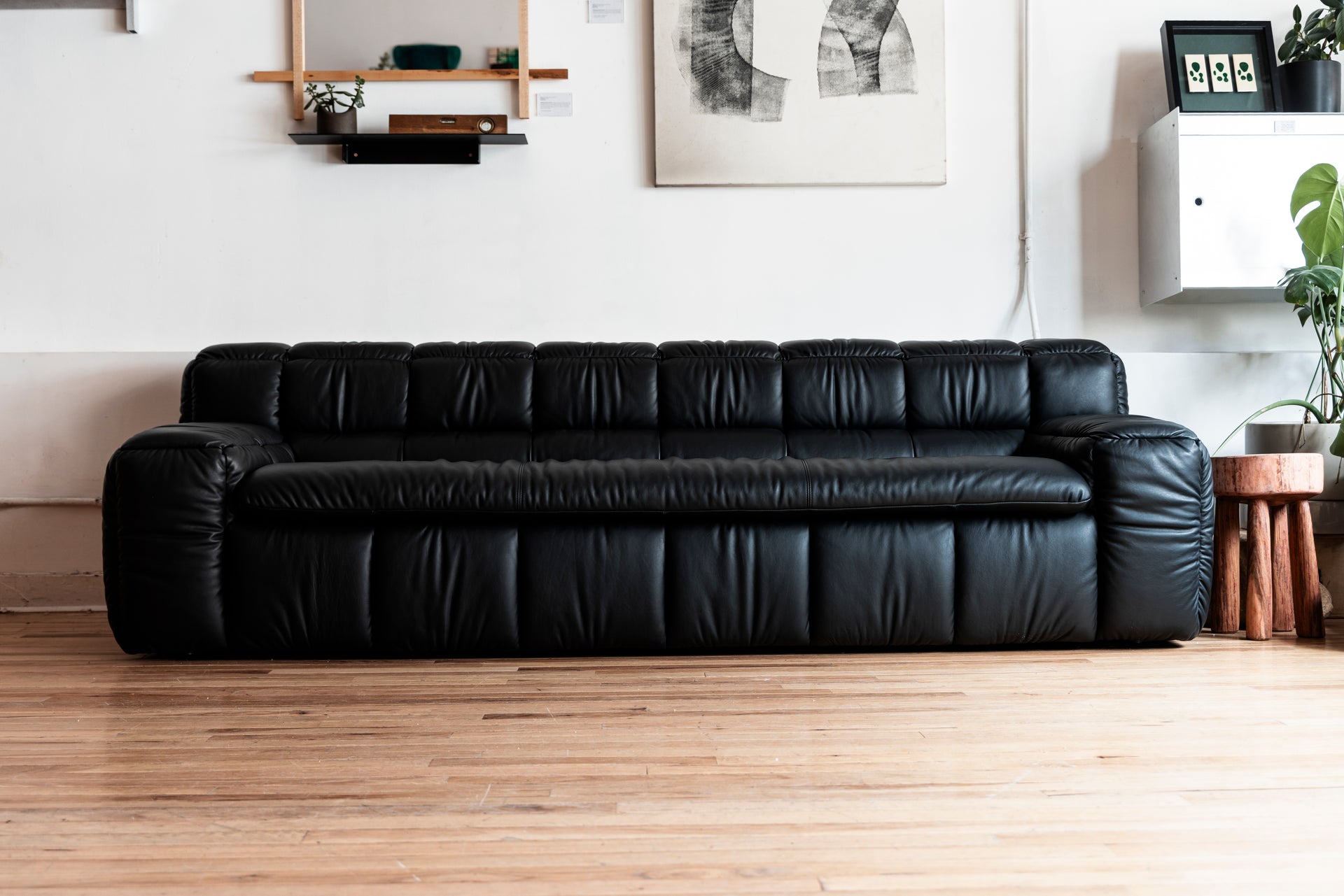 3-Seater ZE SOFA BY LICHEN NYC FOR KARIMOKU (Black Leather)