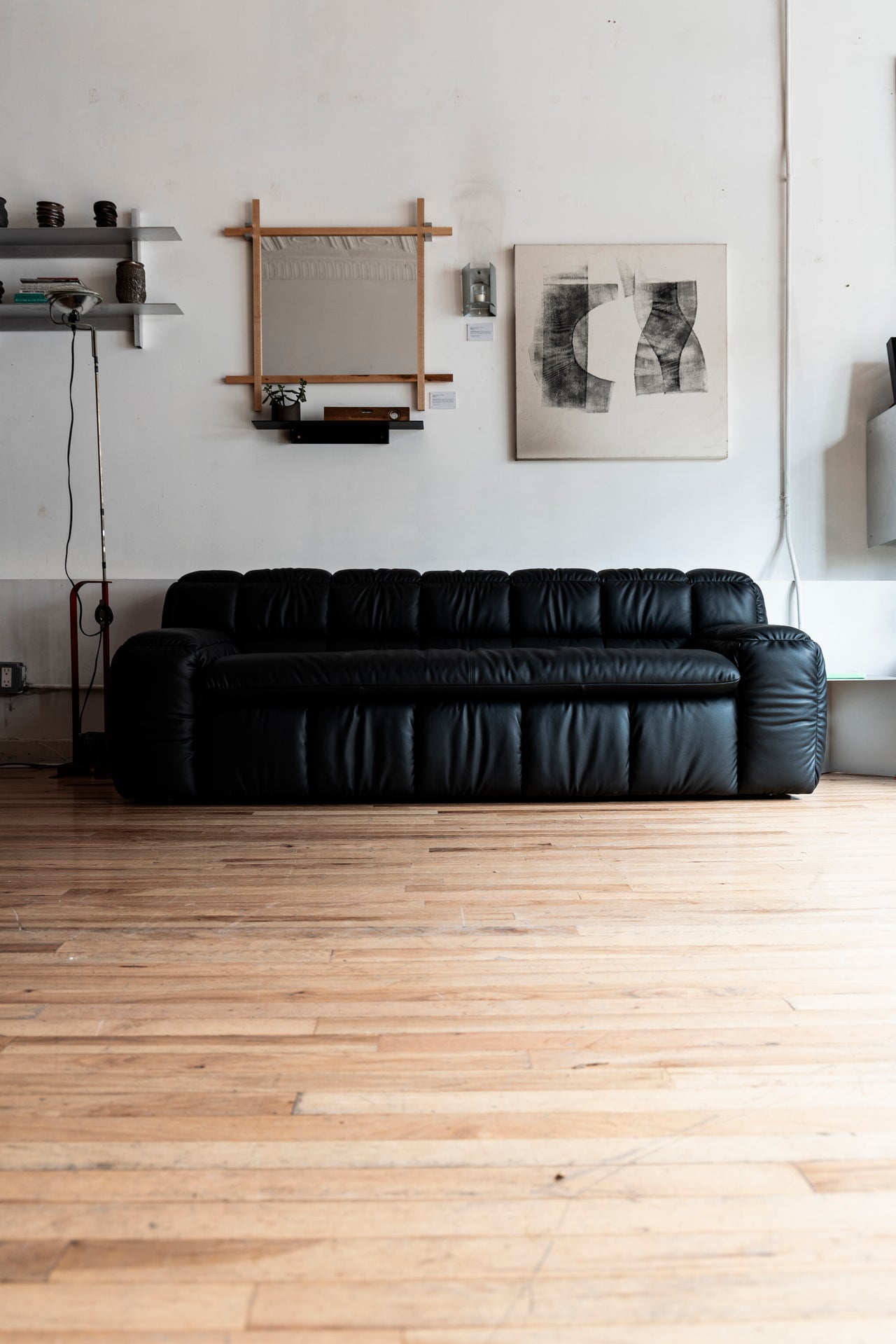 2-Seater ZE SOFA BY LICHEN NYC FOR KARIMOKU (Black Leather)
