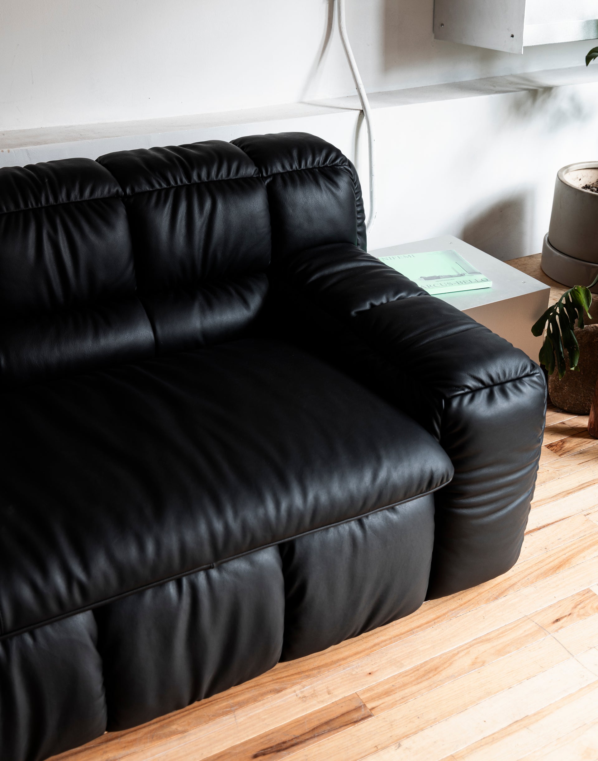 2-Seater ZE SOFA BY LICHEN NYC FOR KARIMOKU (Black Leather)