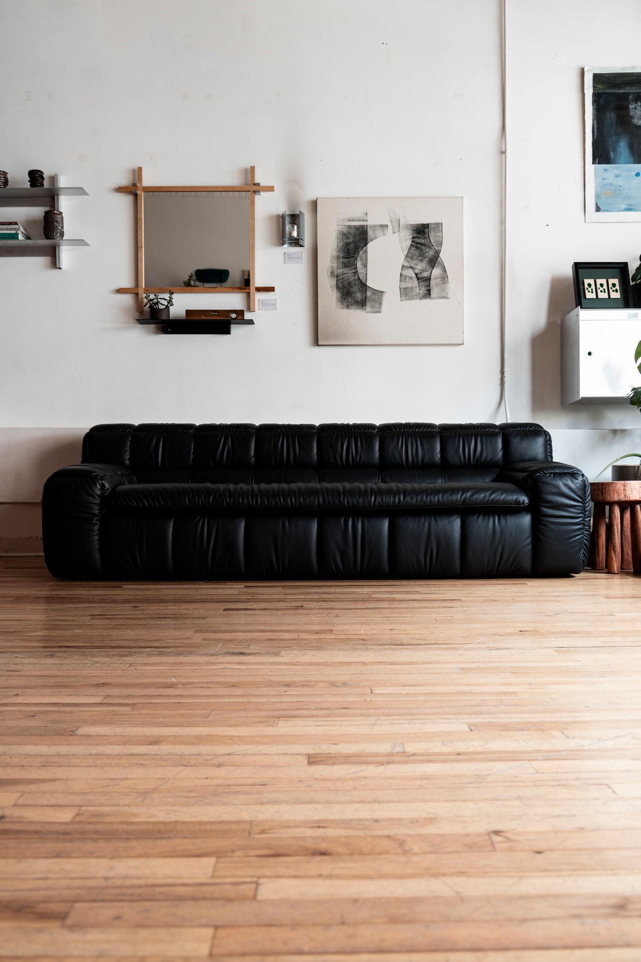 3-Seater ZE SOFA BY LICHEN NYC FOR KARIMOKU (Black Leather)