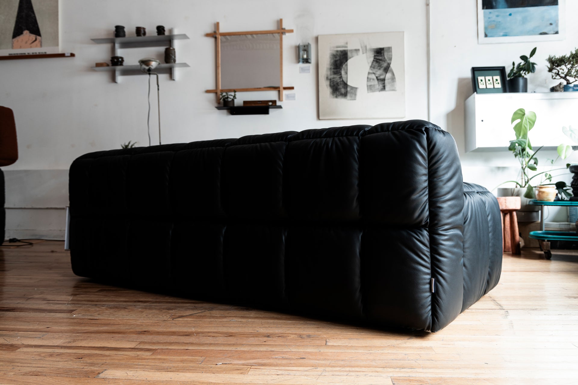 3-Seater ZE SOFA BY LICHEN NYC FOR KARIMOKU (Black Leather)