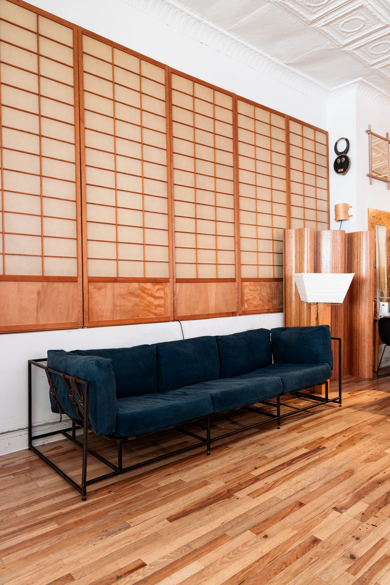 Canvas Denim and Steel Three Seater Sofa by Stephen Kenn