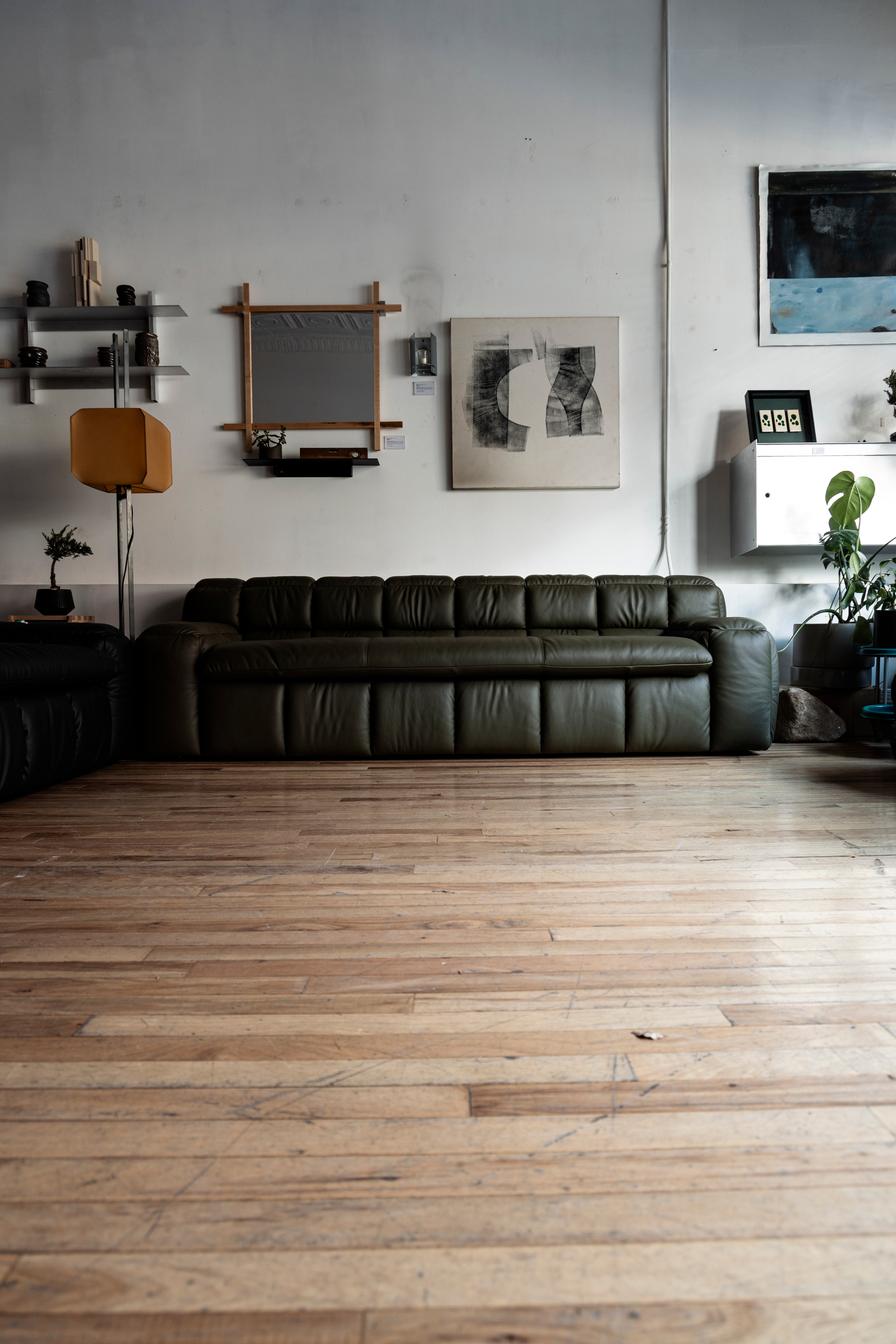 3-Seater ZE SOFA BY LICHEN NYC FOR KARIMOKU (Olive leather