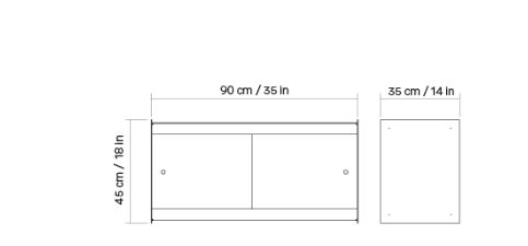 (B-stock/Floor Sample) Plié Wall Mount w/ Doors 90cm / 35.5in